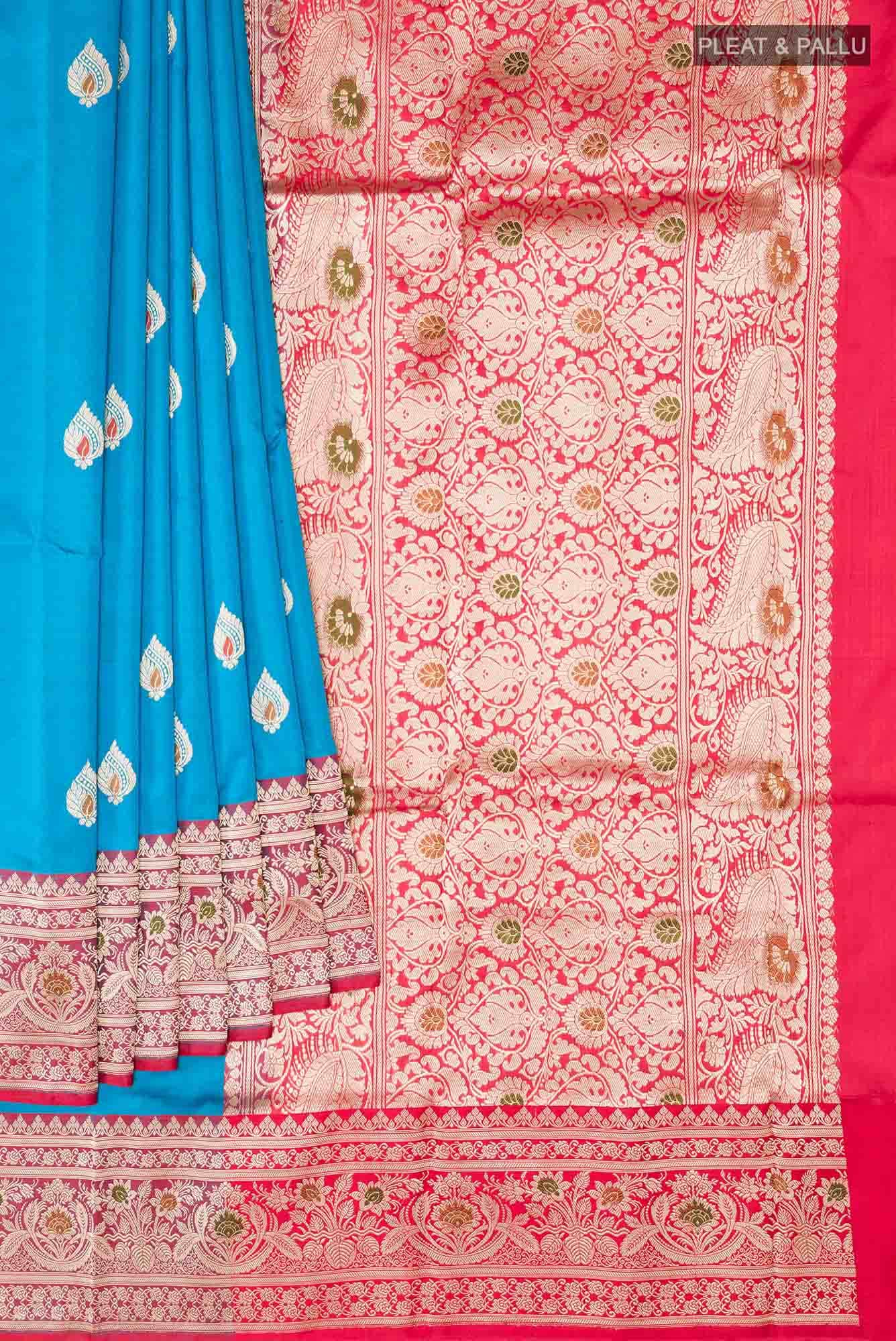 Blue Banarasi Katan Silk Saree
