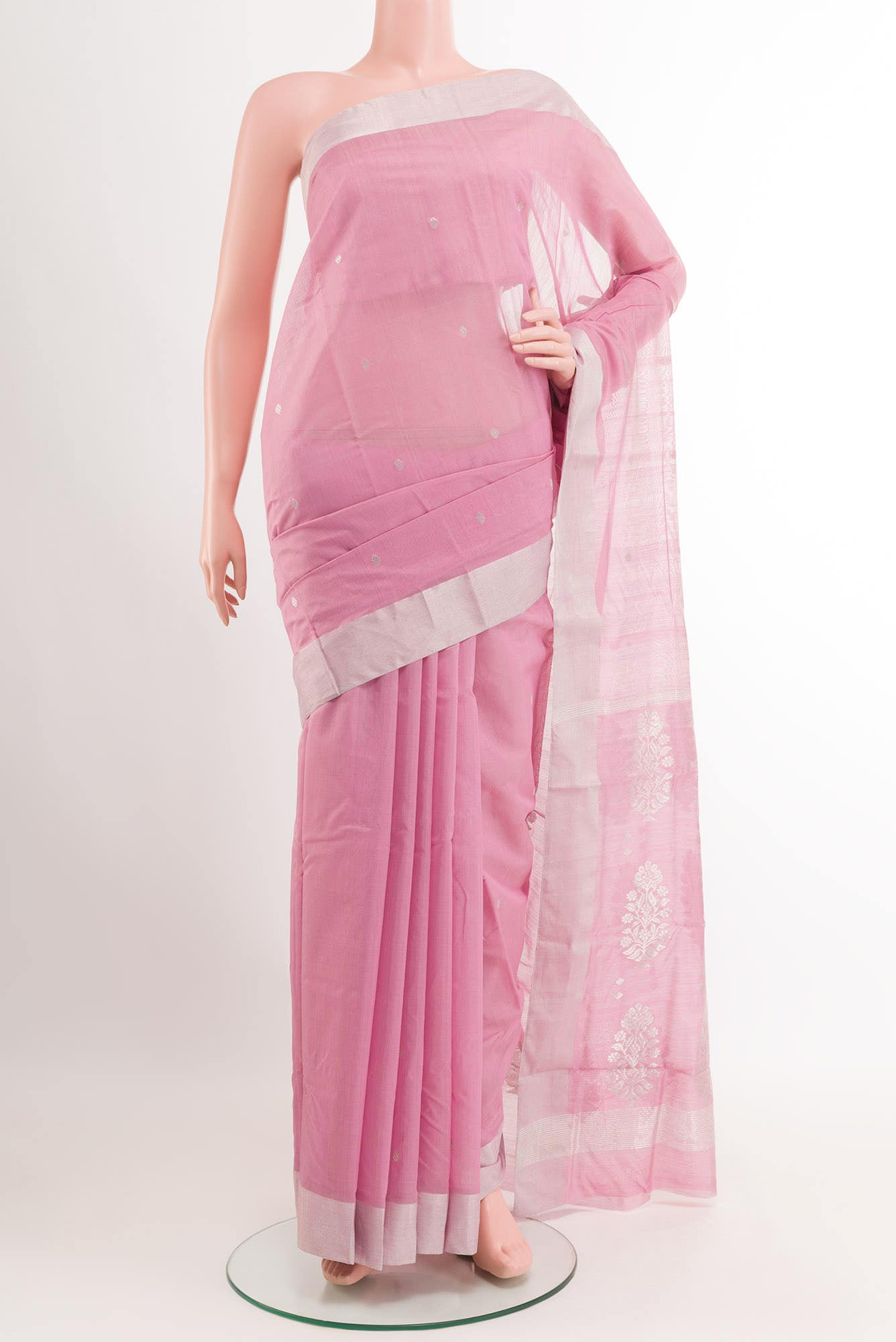 Pink Blended Chanderi Silk Cotton Saree