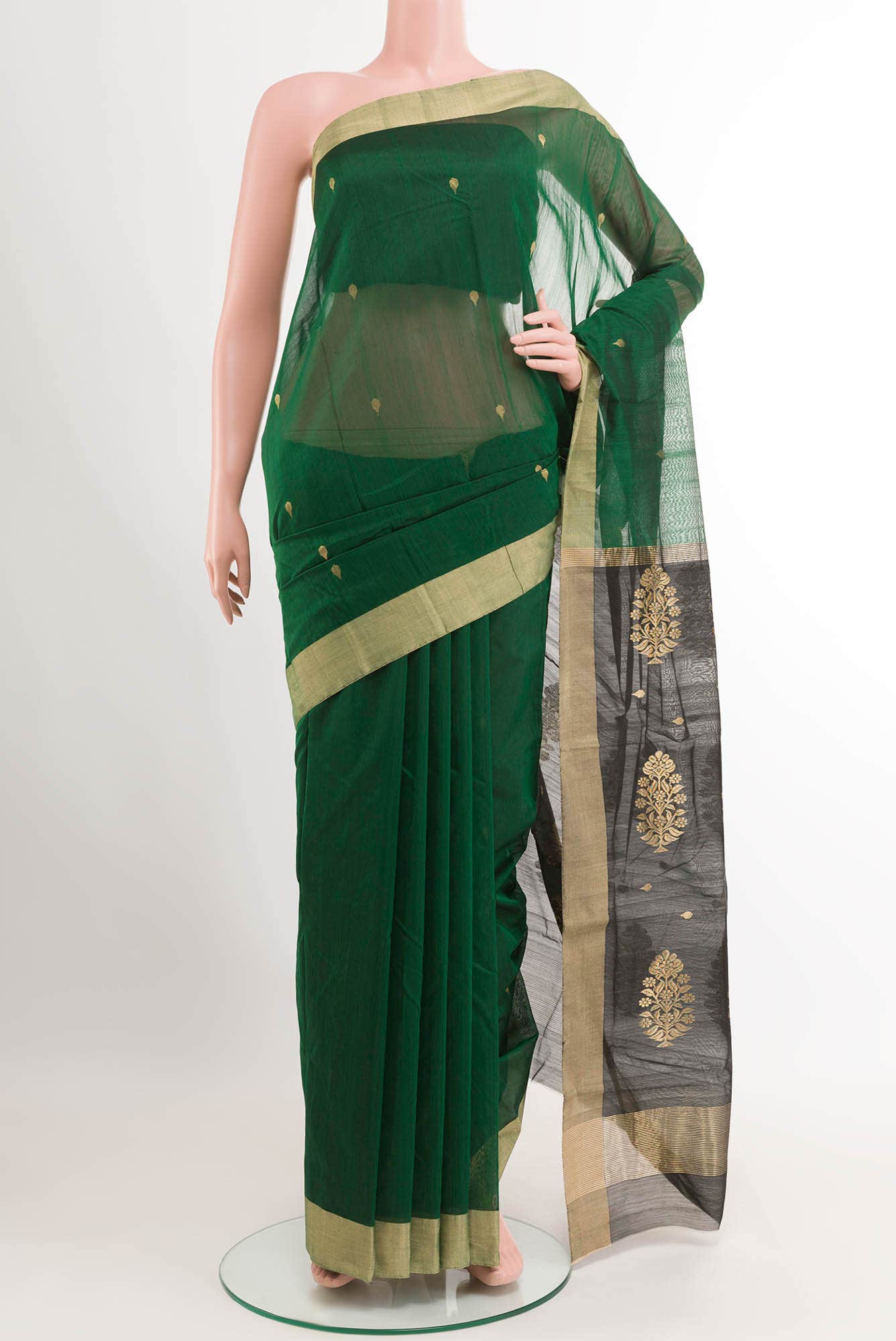 Green Blended Chanderi Silk Cotton Saree