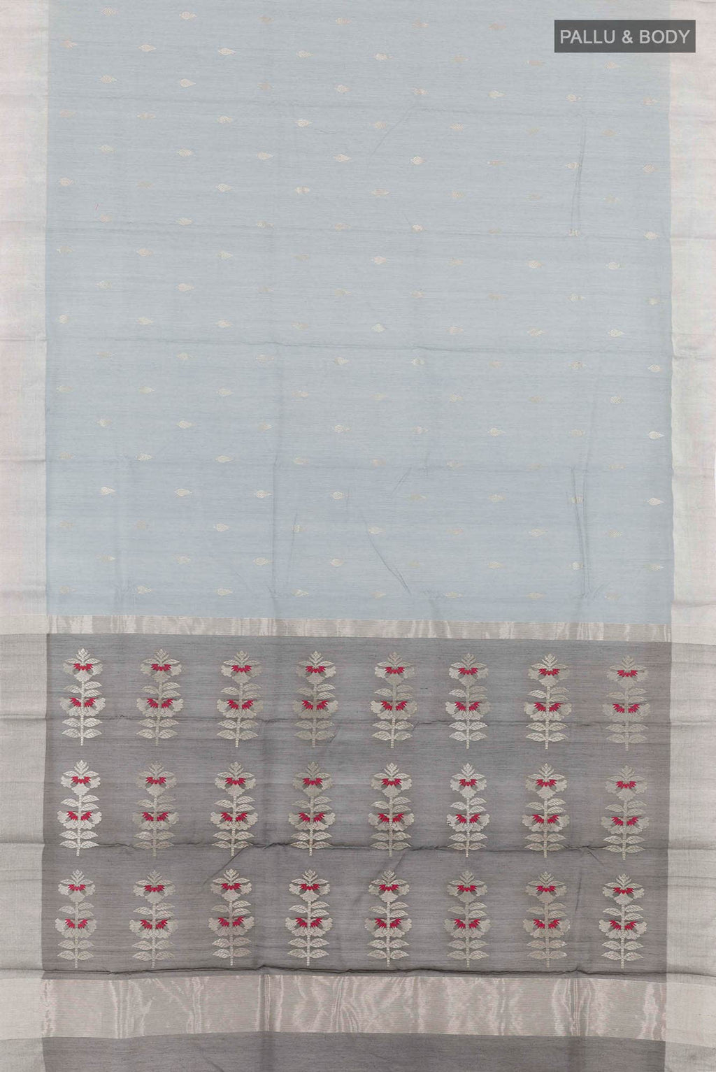 Grey Blended Chanderi Silk Cotton Saree