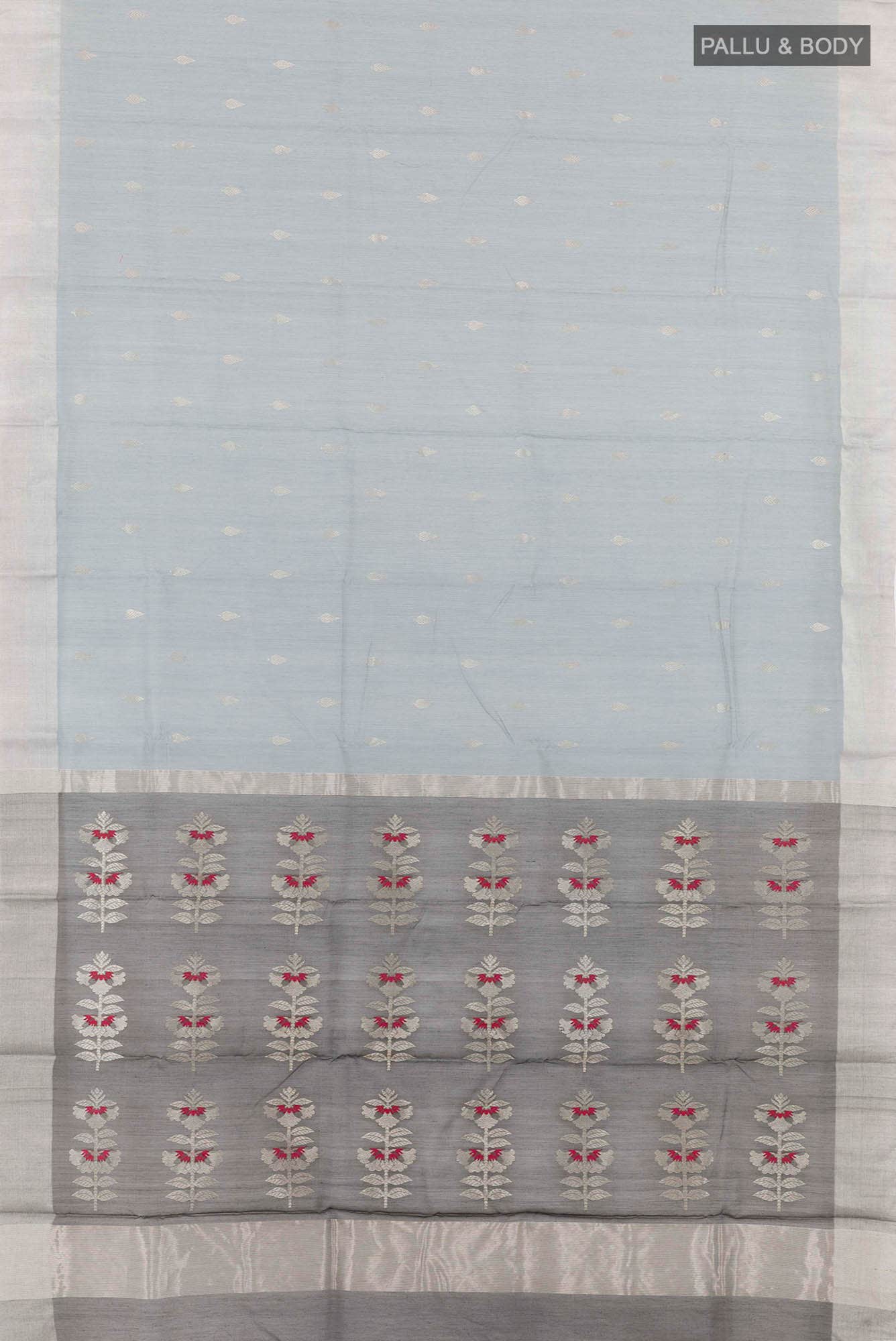 Grey Blended Chanderi Silk Cotton Saree