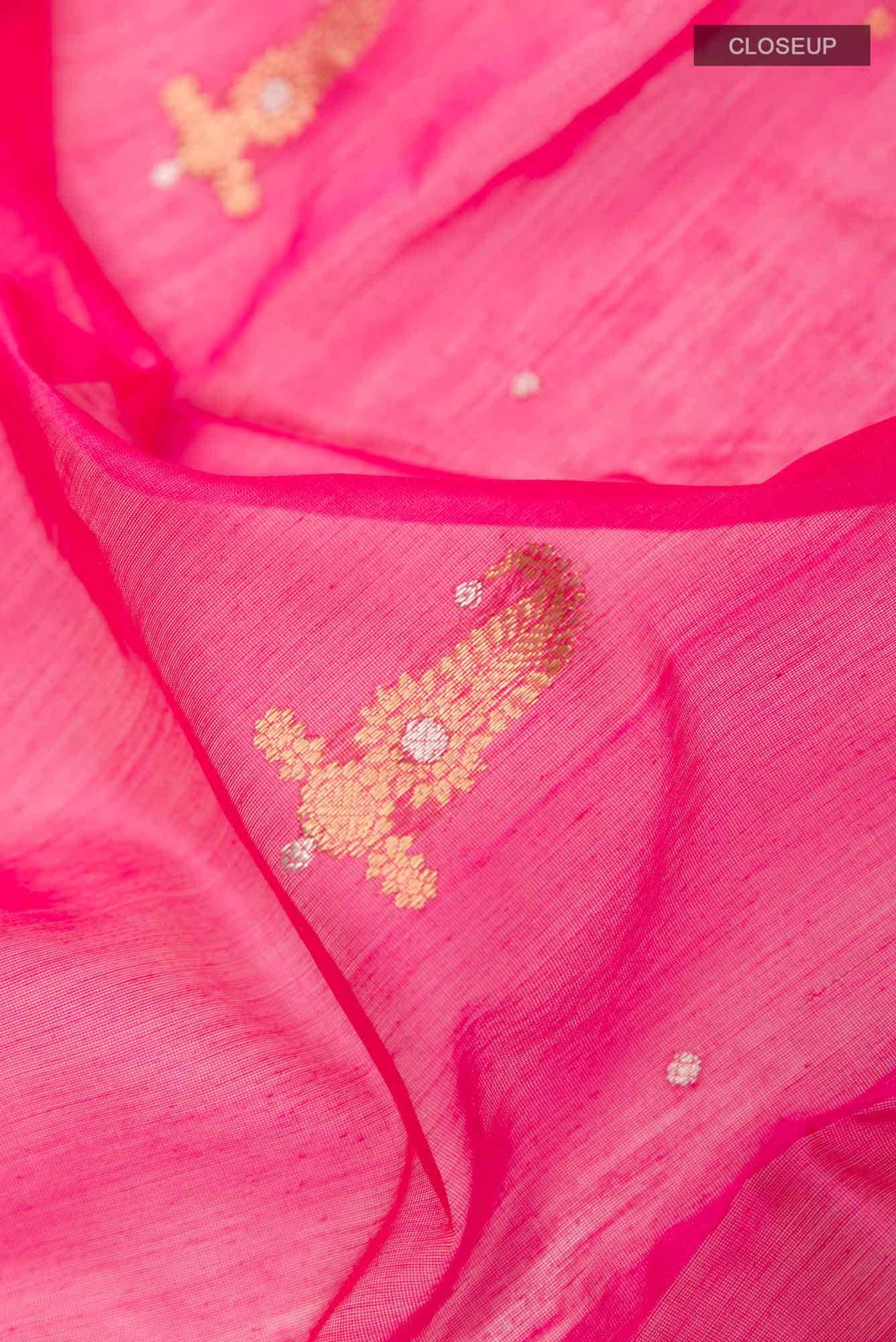 Rani Pink Blended Chanderi Silk Cotton Saree