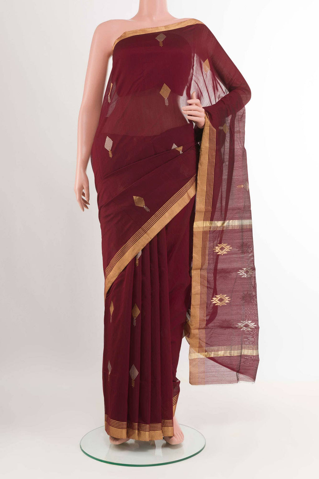 Maroon Blended Chanderi Silk Cotton Saree