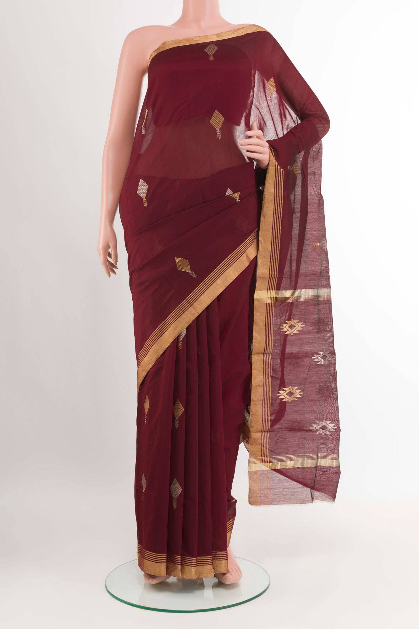 Maroon Blended Chanderi Silk Cotton Saree
