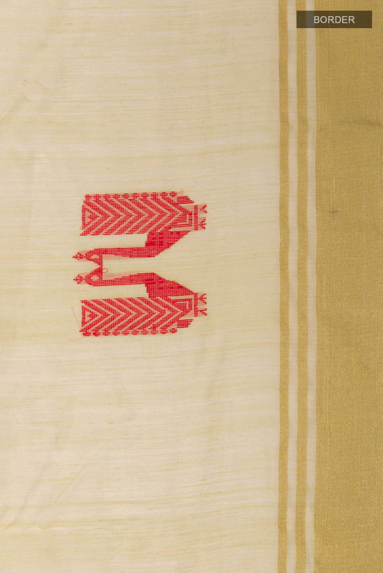 Beige Blended Chanderi Silk Cotton Saree