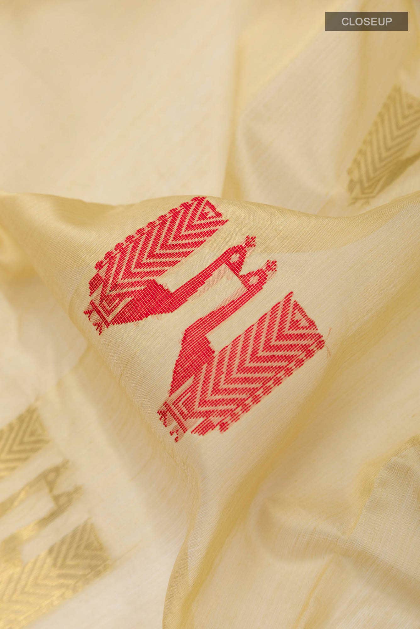 Beige Blended Chanderi Silk Cotton Saree
