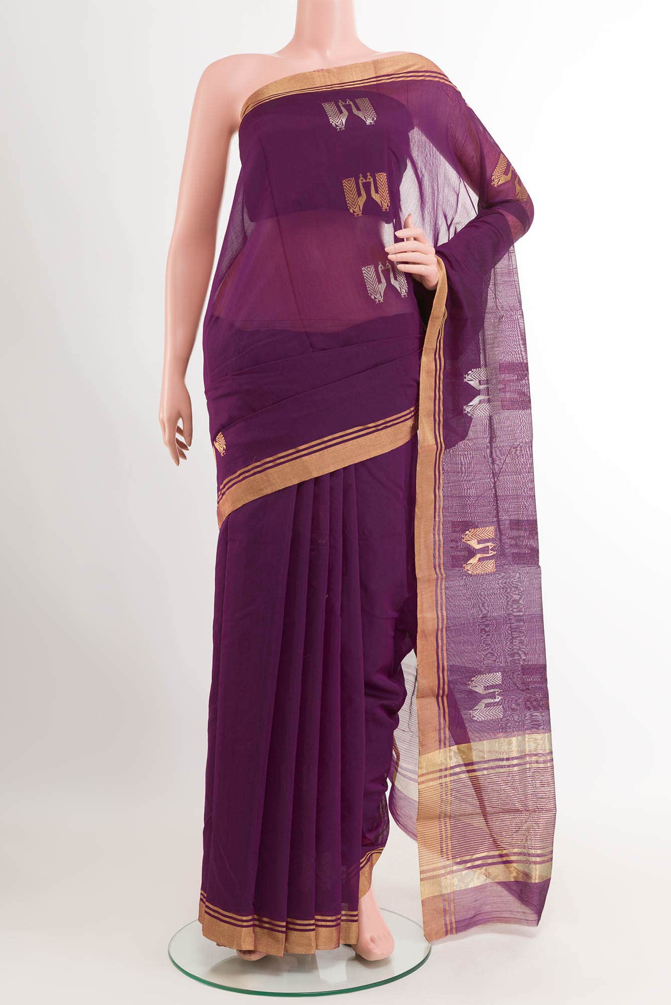Purple Blended Chanderi Silk Cotton Saree