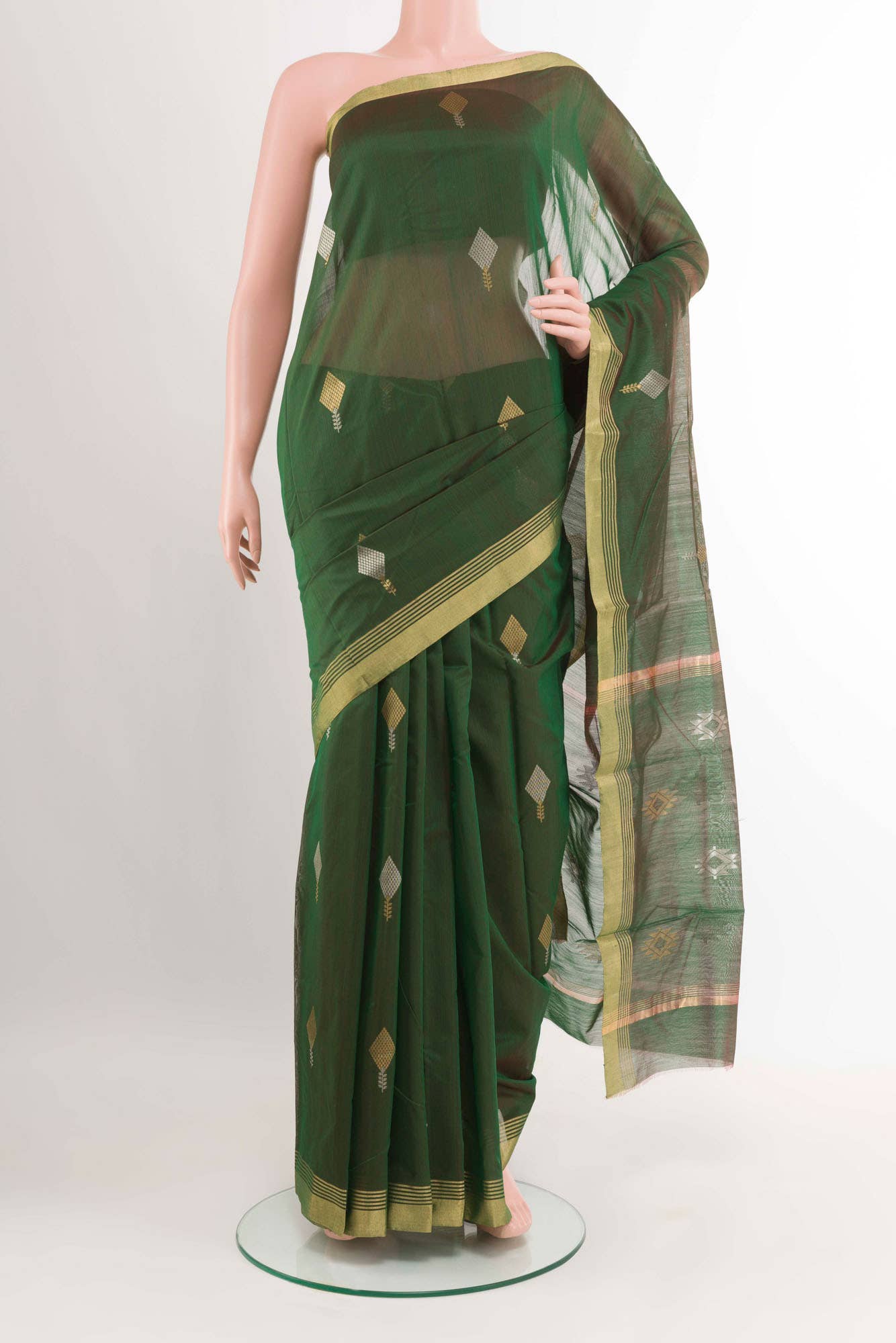 Green Blended Chanderi Silk Cotton Saree