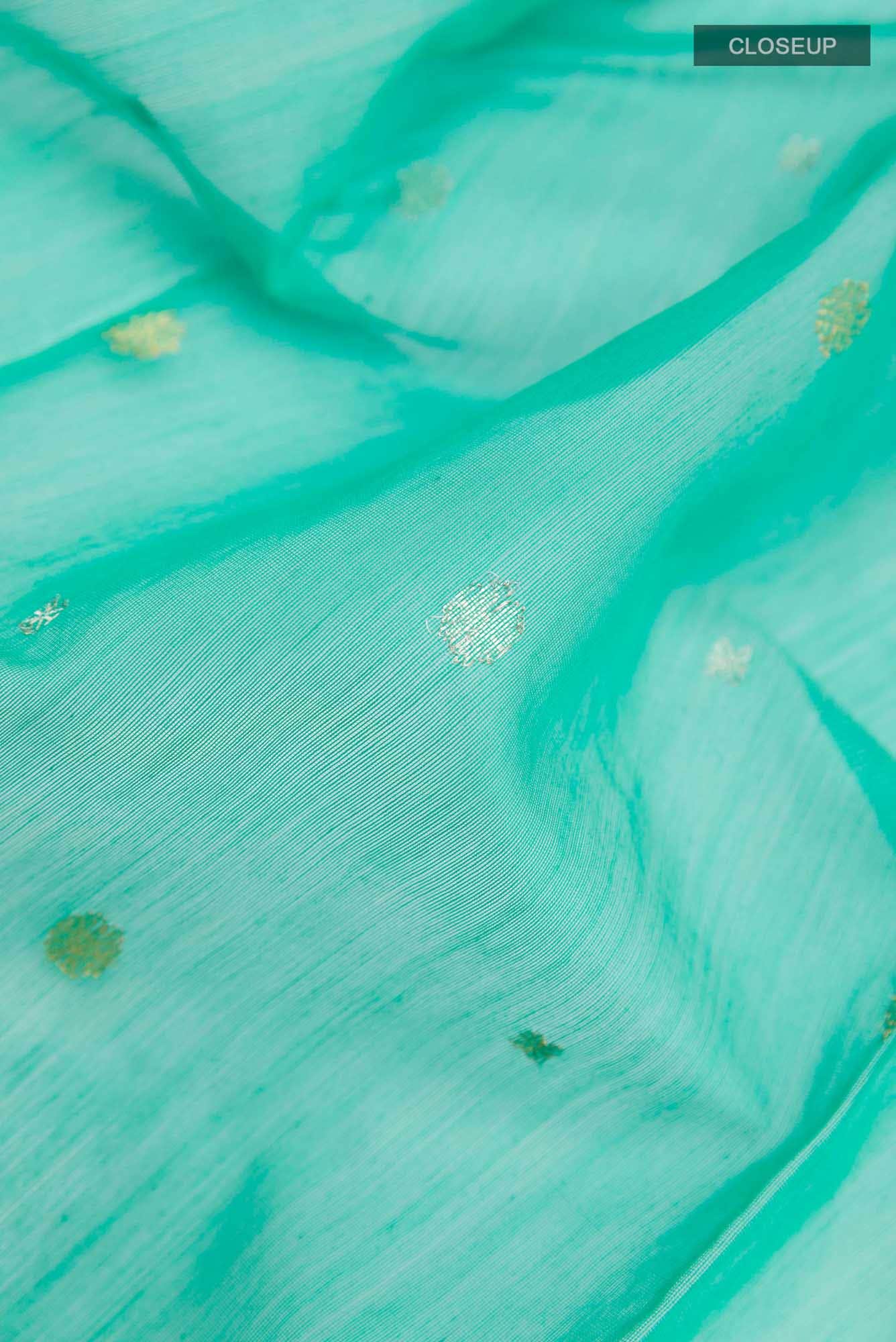 Sea Green Chanderi Silk Cotton Saree