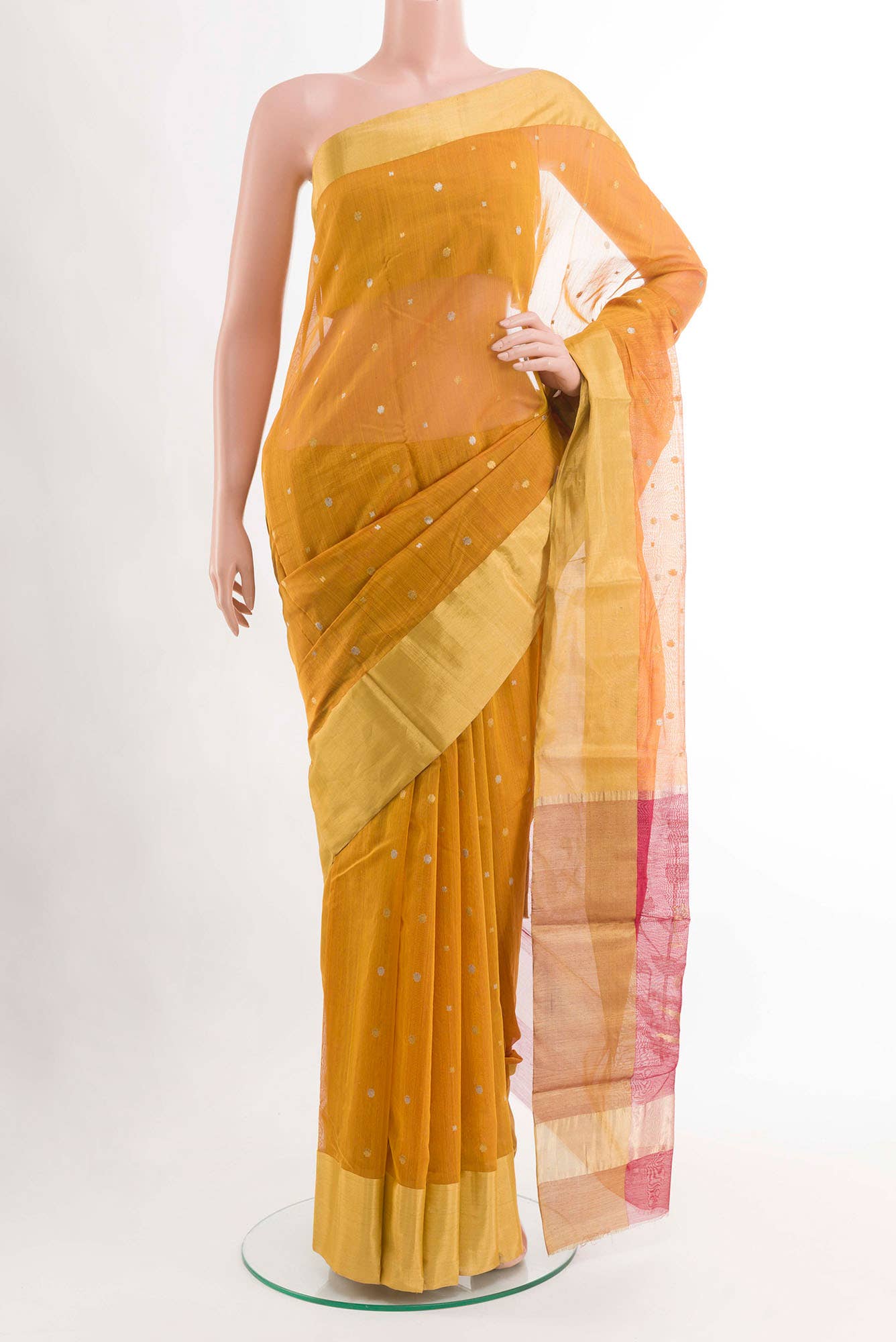 Mustard Blended Chanderi Silk Cotton Saree