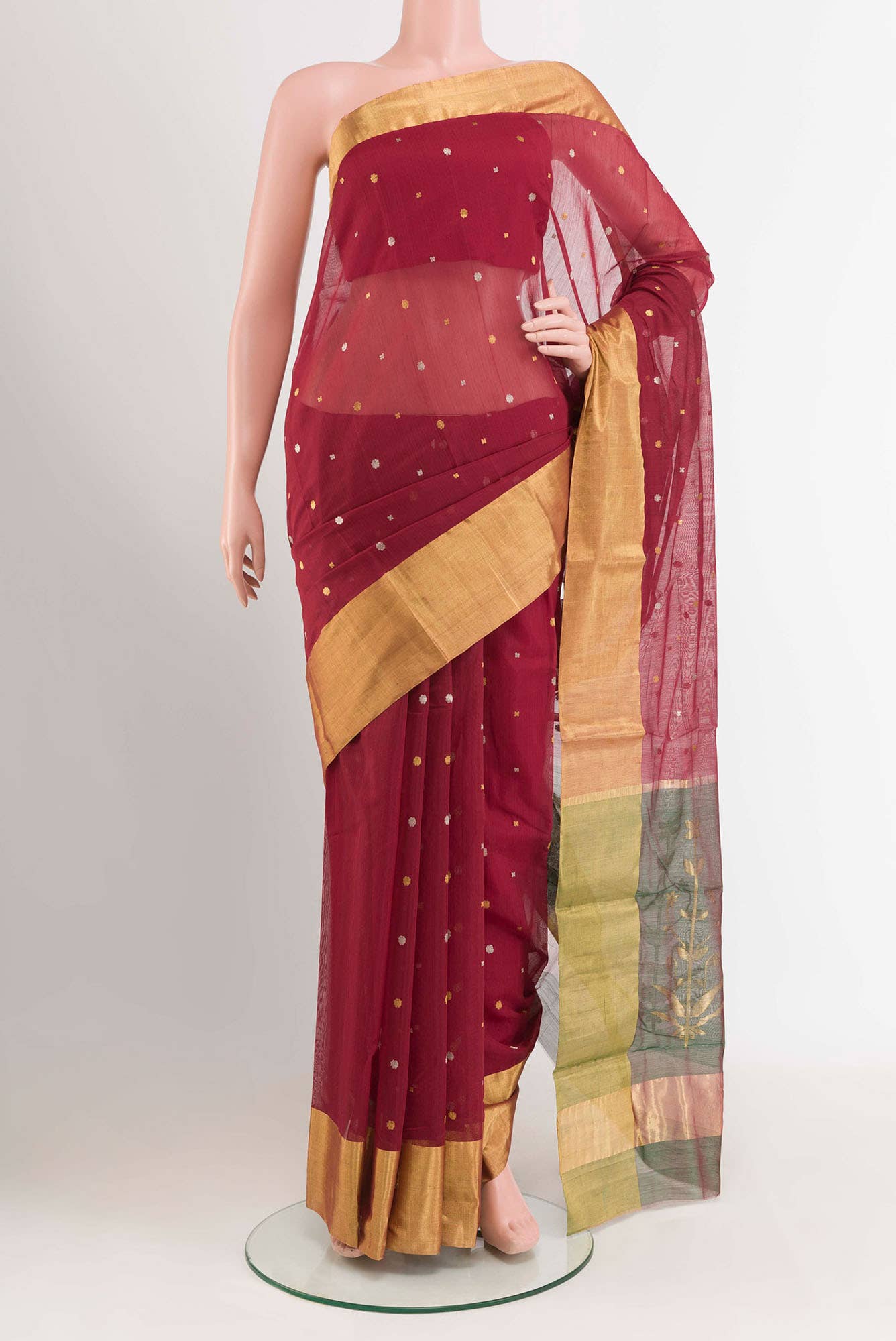 Maroon Blended Chanderi Silk Cotton Saree