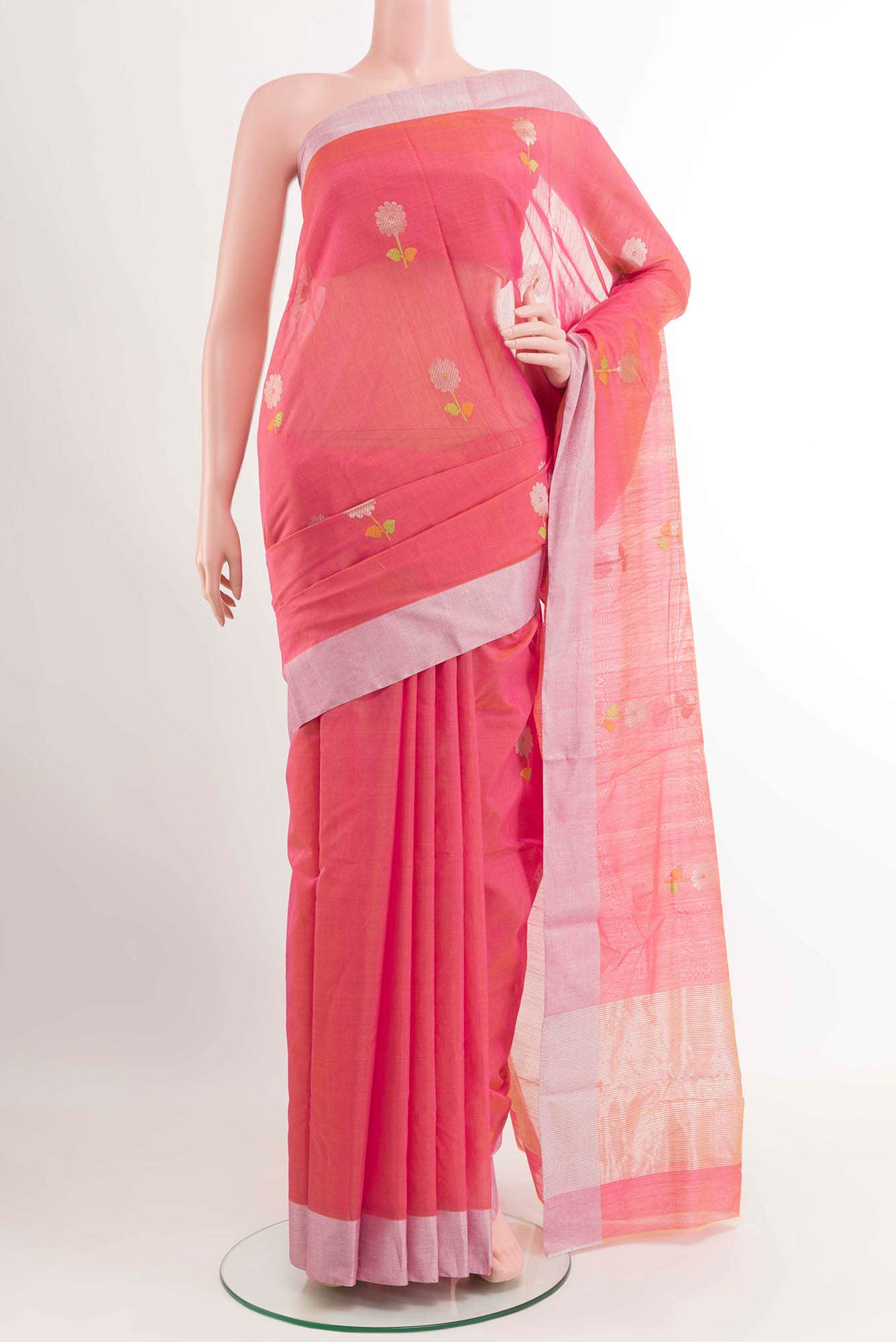 Pink Blended Chanderi Silk Cotton Saree