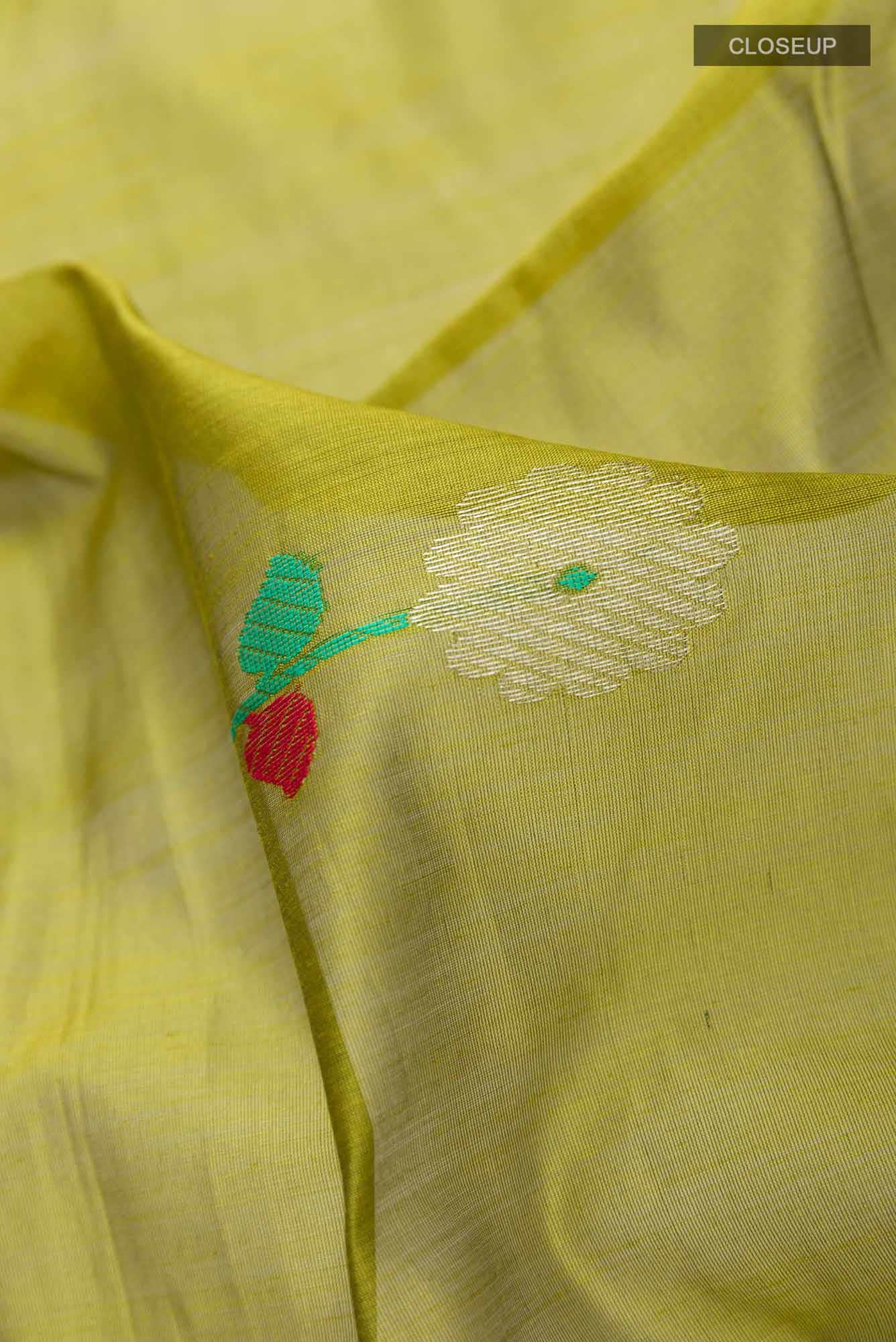 Mehandi Green Blended Chanderi Silk Cotton Saree