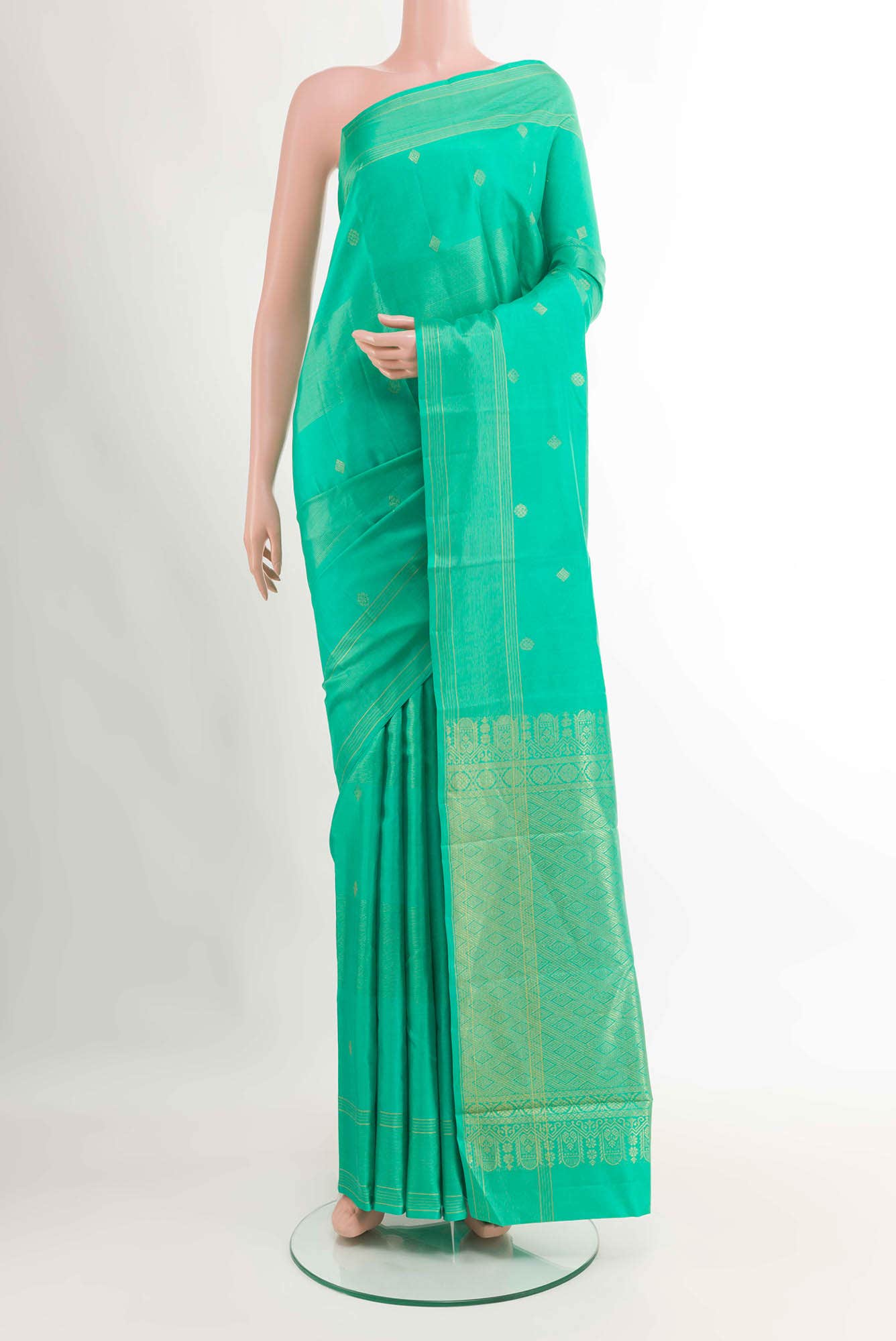 Sea Green Kanchipuram Silk Saree