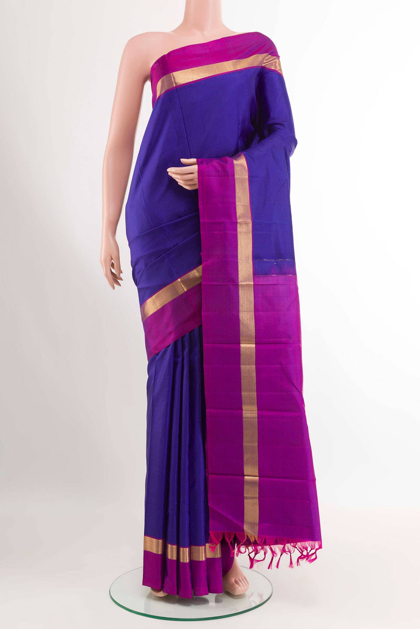 Dark Blue Kanchipuram Silk Saree