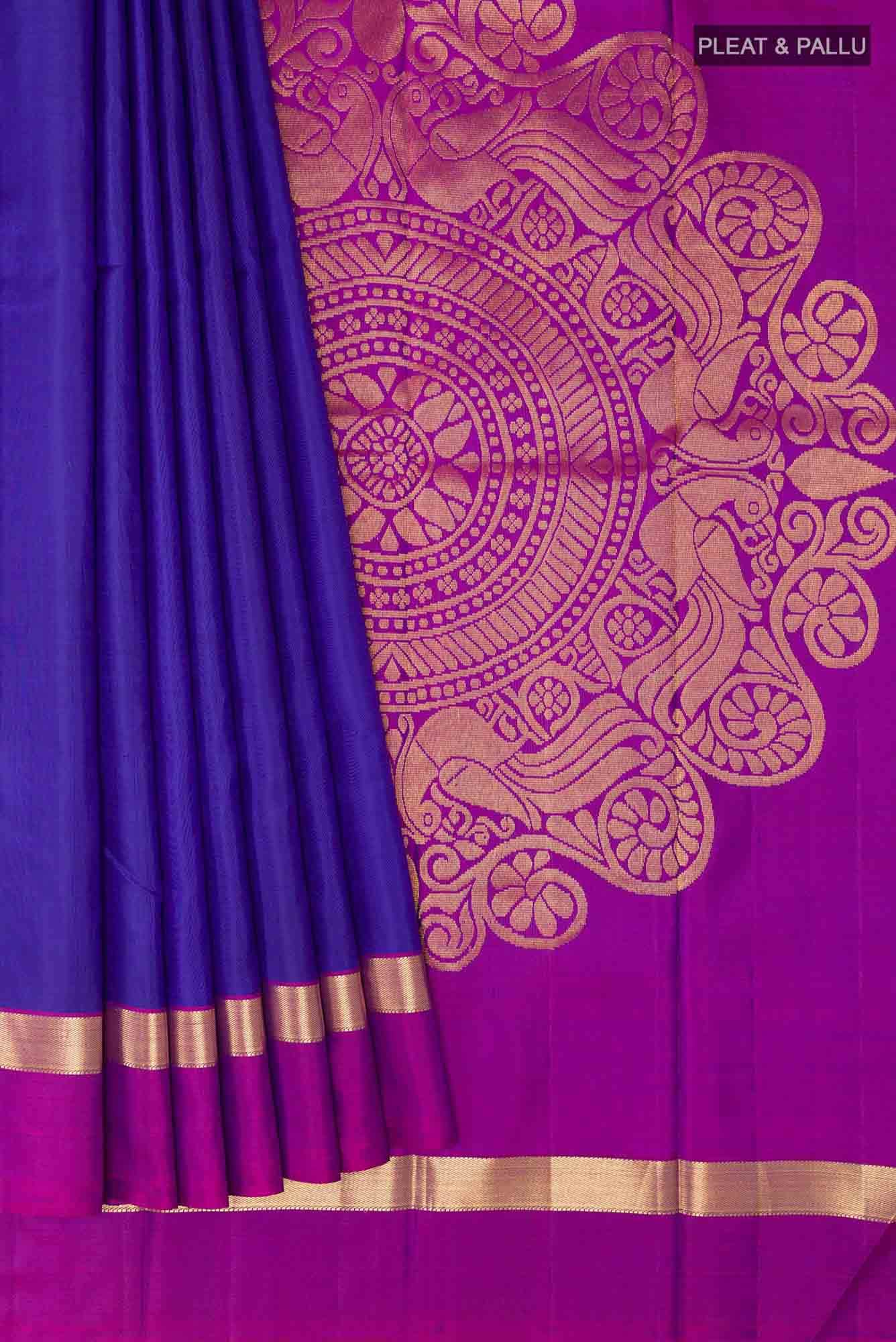 Dark Blue Kanchipuram Silk Saree
