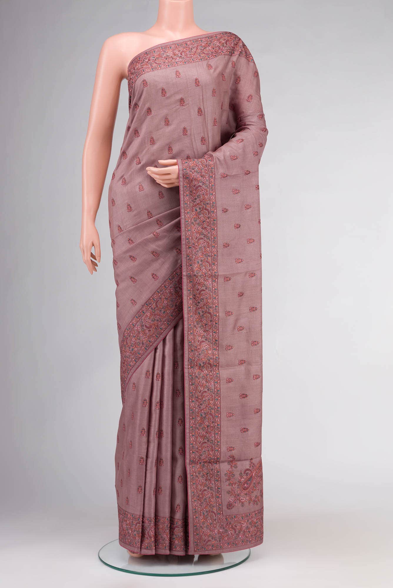 Mauve Bhagalpuri Tussar Silk Saree