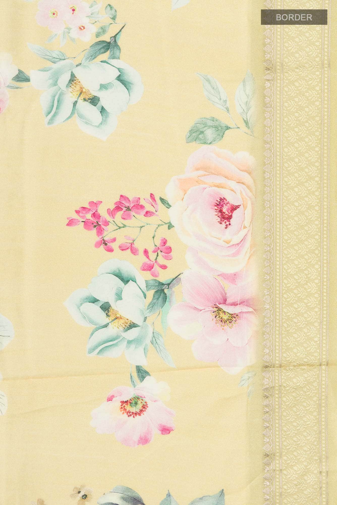 Yellow Bhagalpuri Tussar Silk Saree