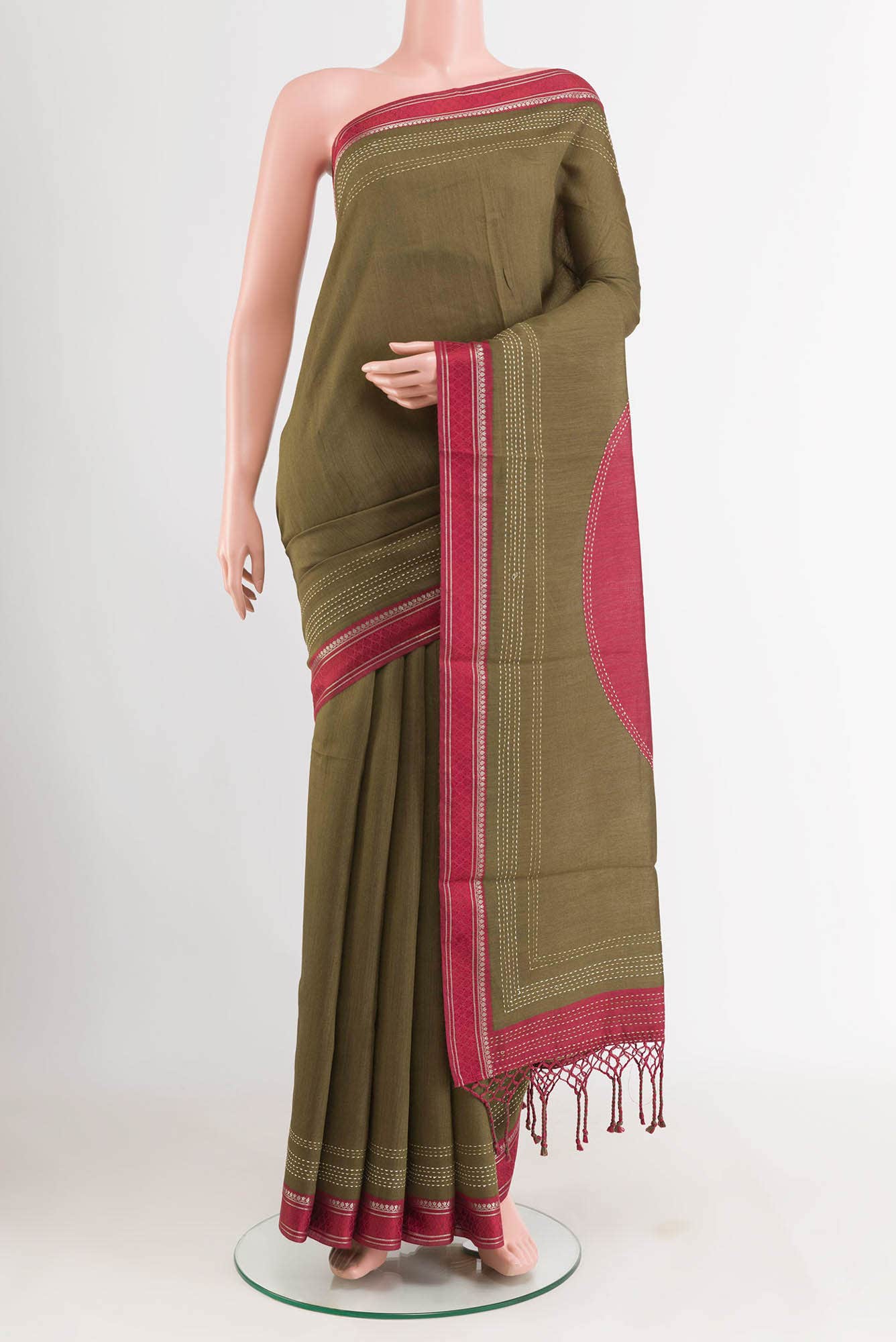Mehandi Green Tussar Saree