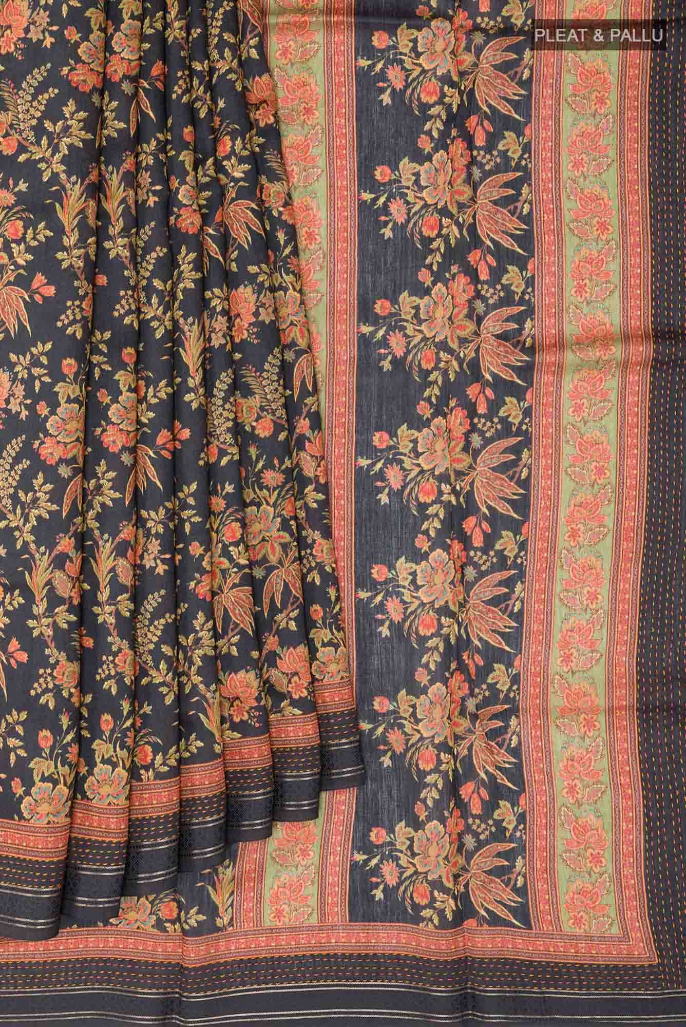 Black Tussar Saree