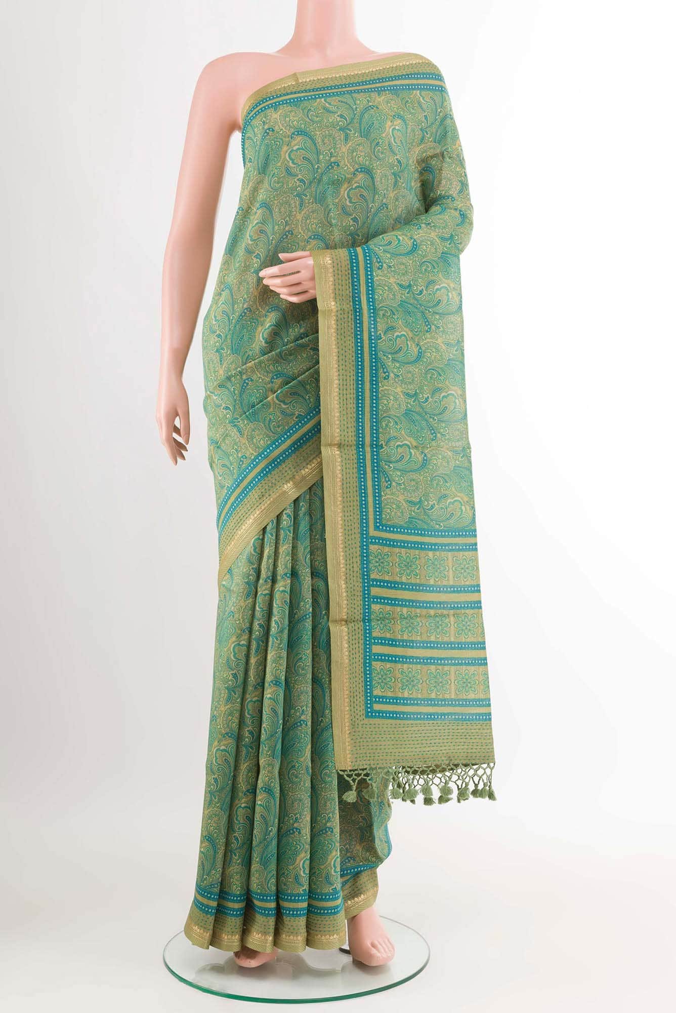 Sea Green Tussar Saree