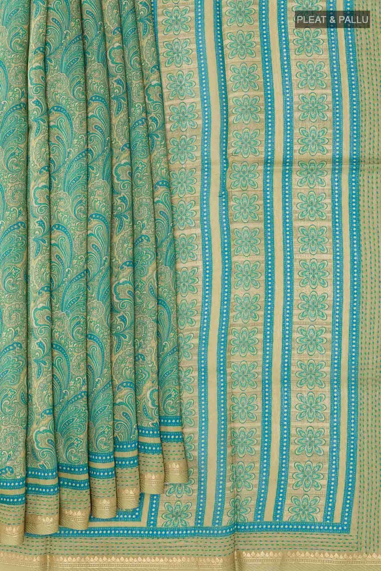 Sea Green Tussar Saree