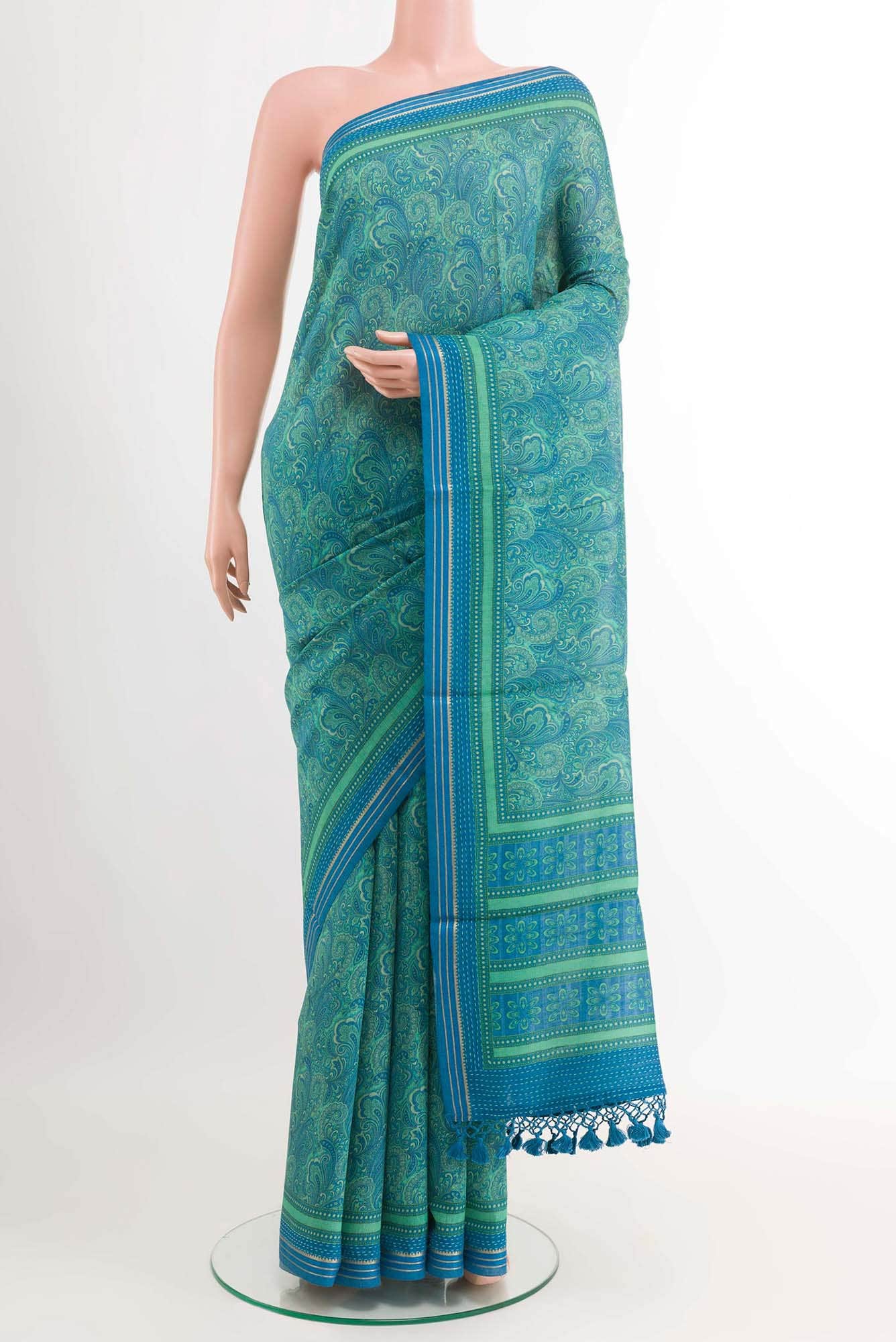 Sea Green Tussar Saree
