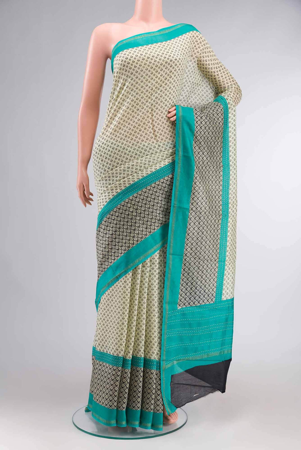 Cream Silk Cotton Saree
