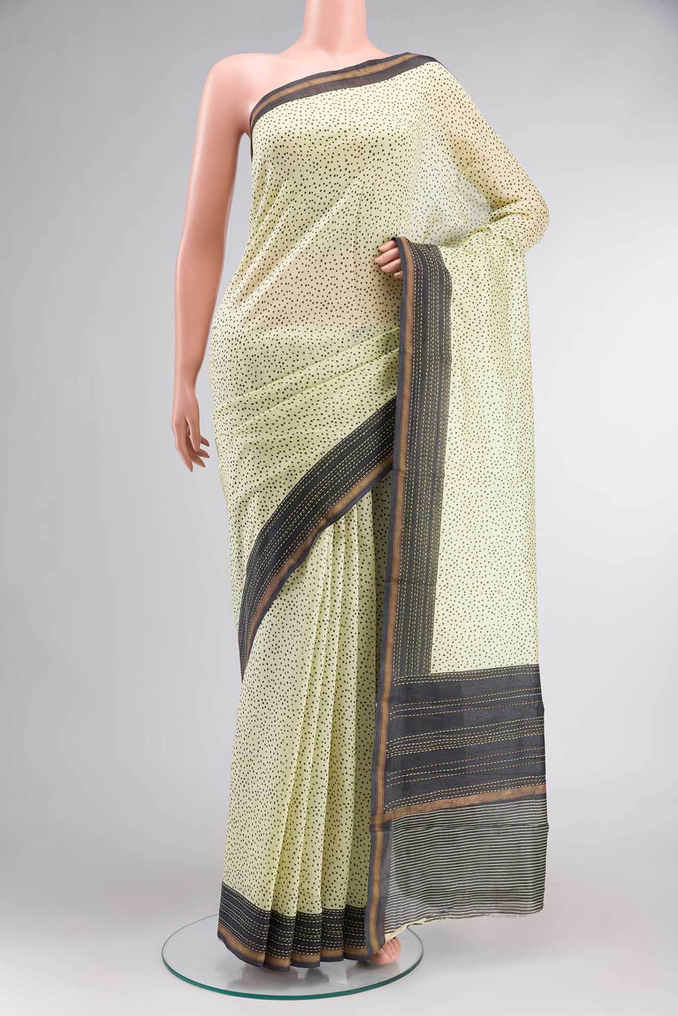 Cream Silk Cotton Saree