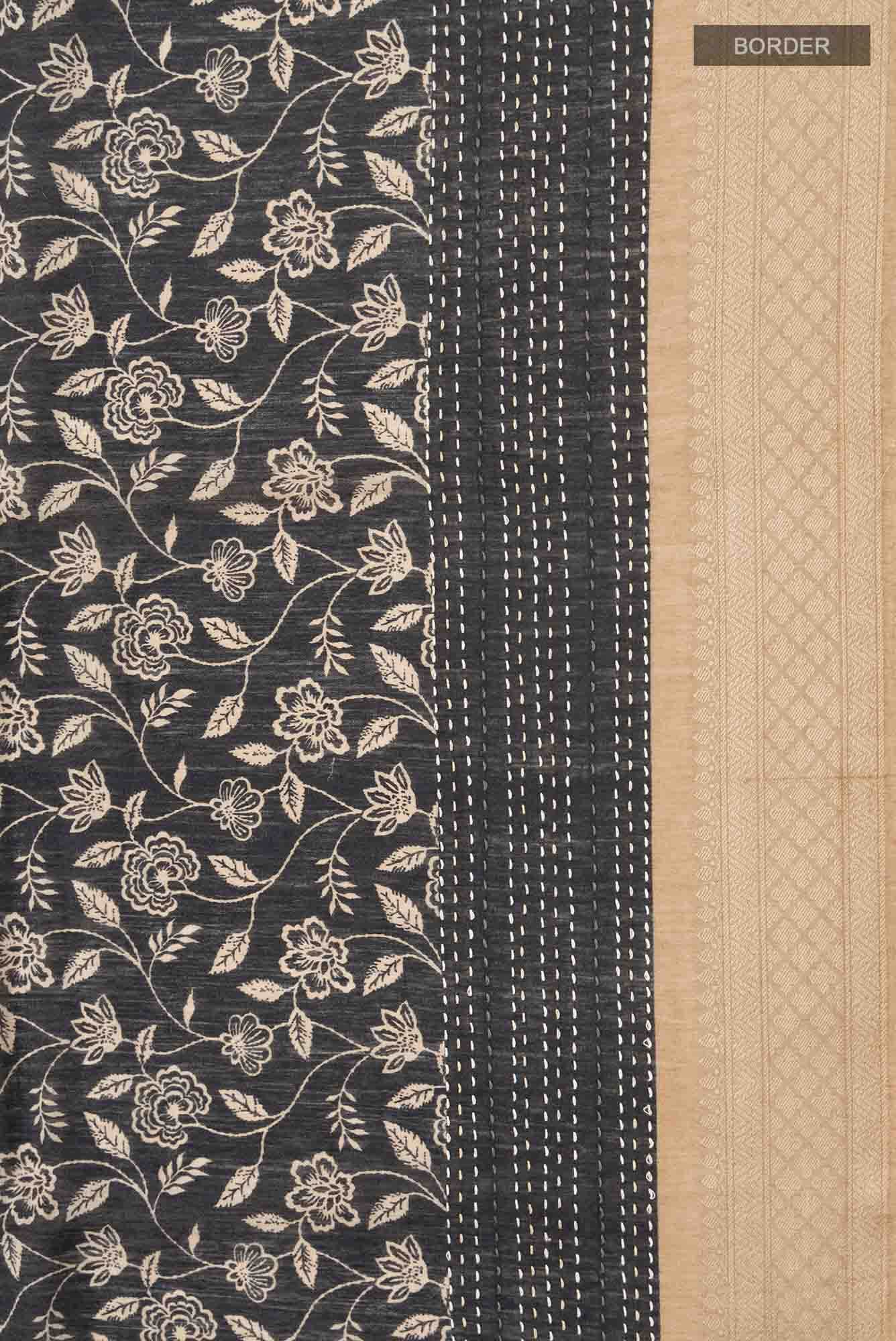 Black Bhagalpuri Tussar Silk Saree