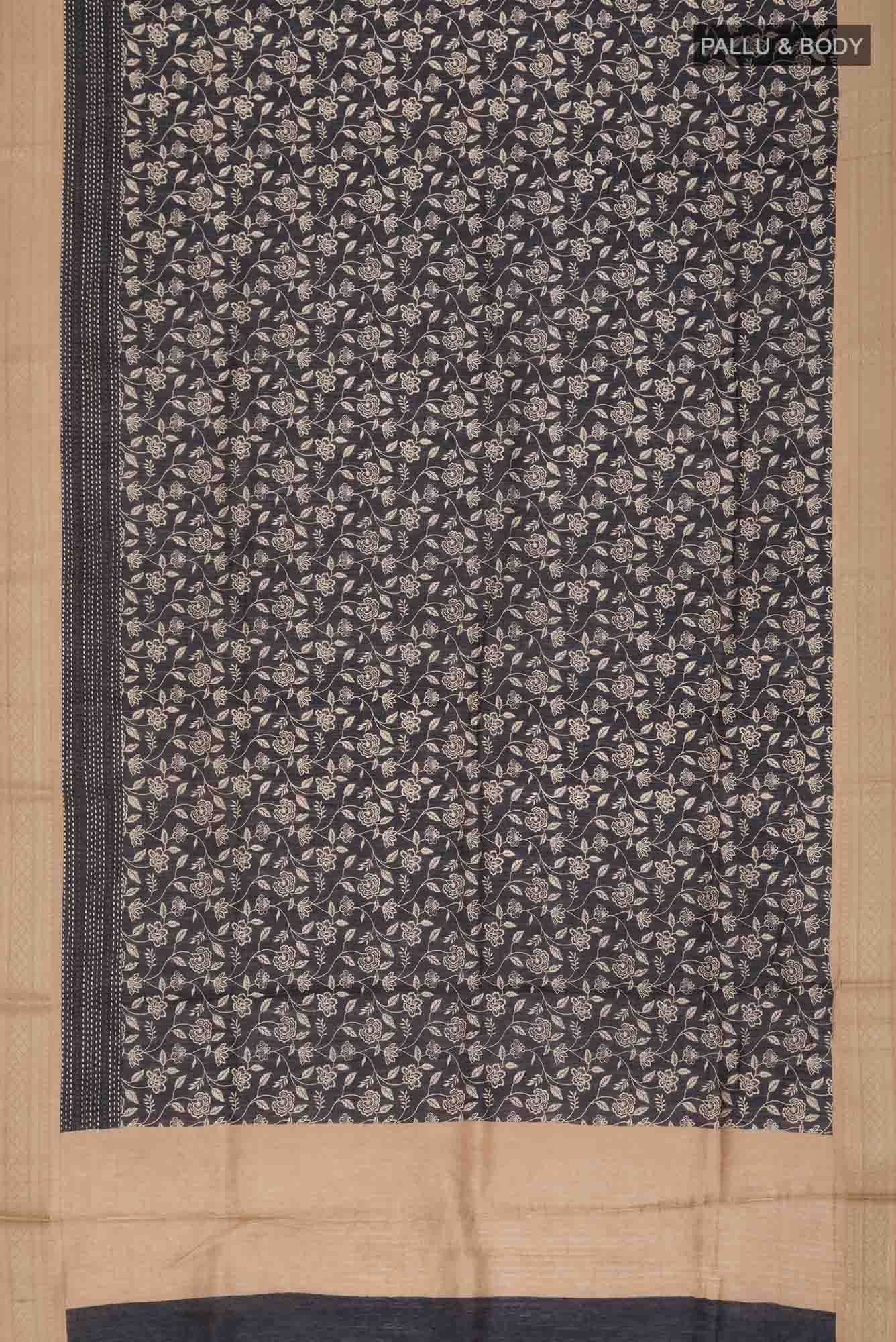 Black Bhagalpuri Tussar Silk Saree