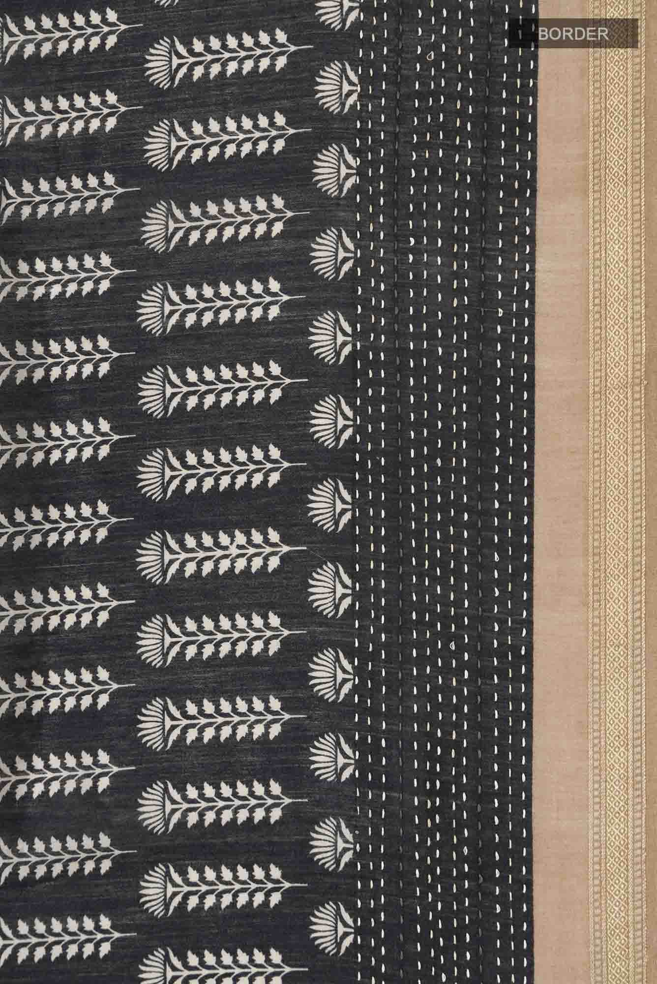 Black Bhagalpuri Tussar Silk Saree