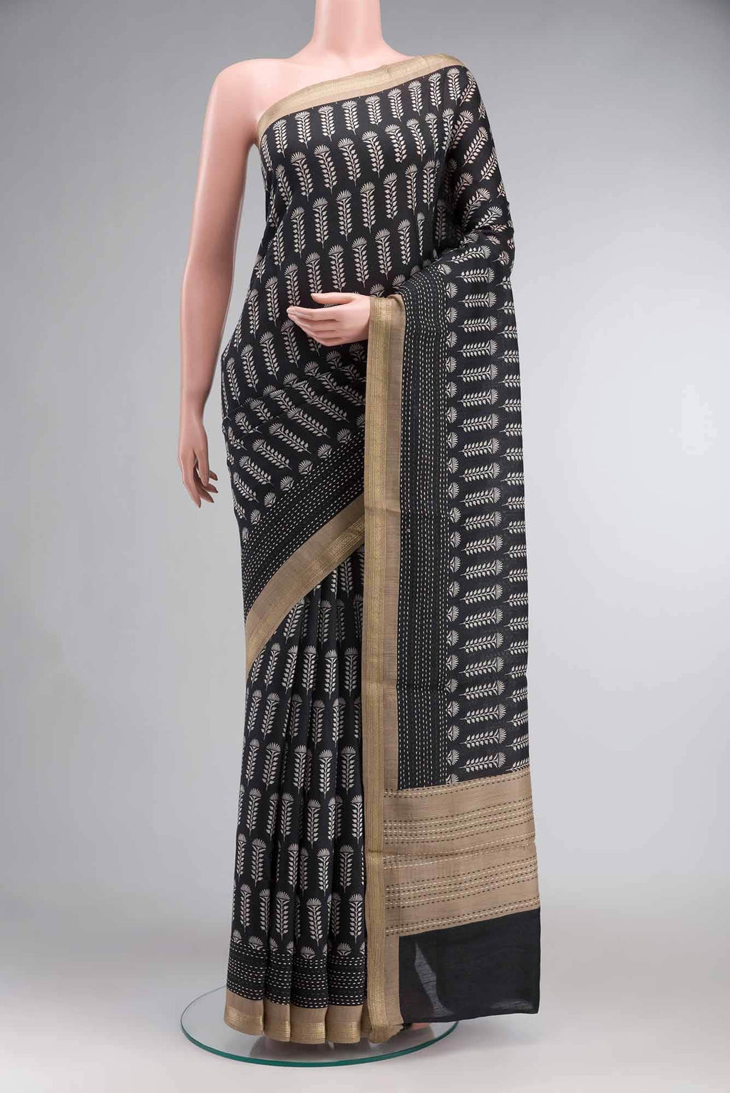 Black Bhagalpuri Tussar Silk Saree