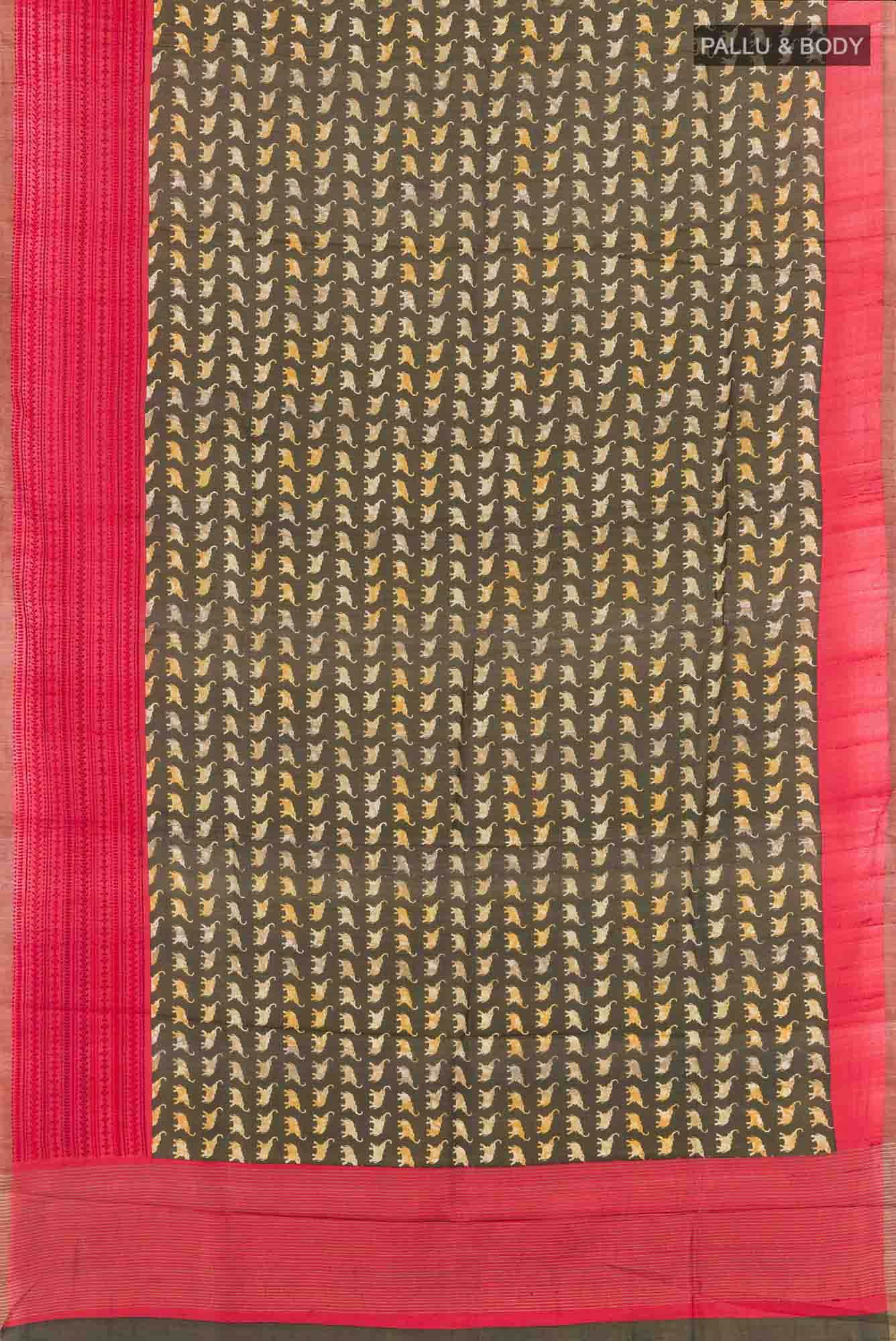 Bottle Green Tussar Saree