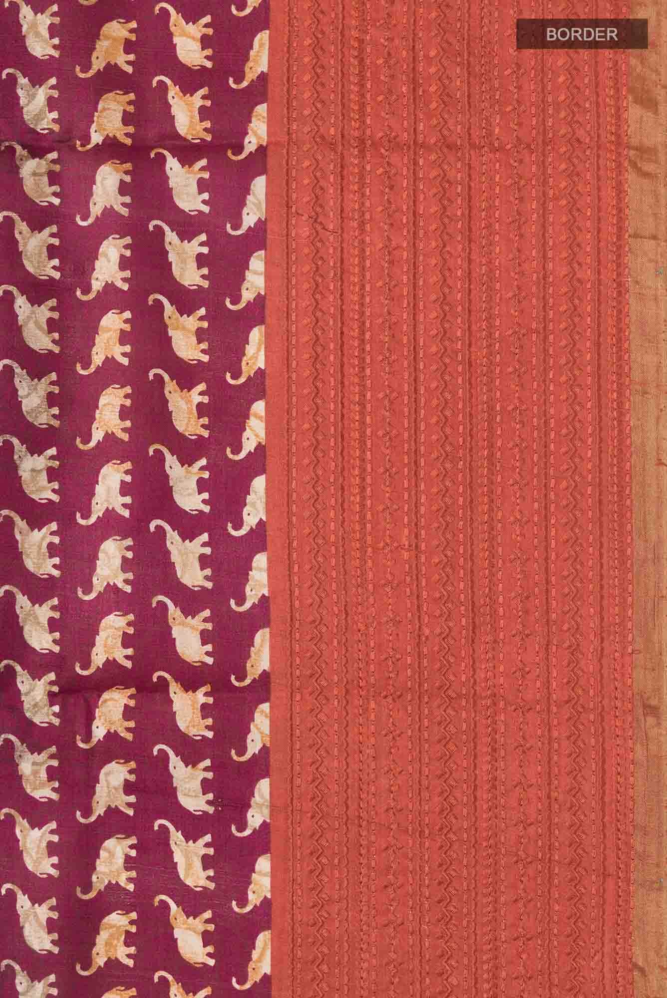 Maroon Bhagalpuri Tussar Silk Saree