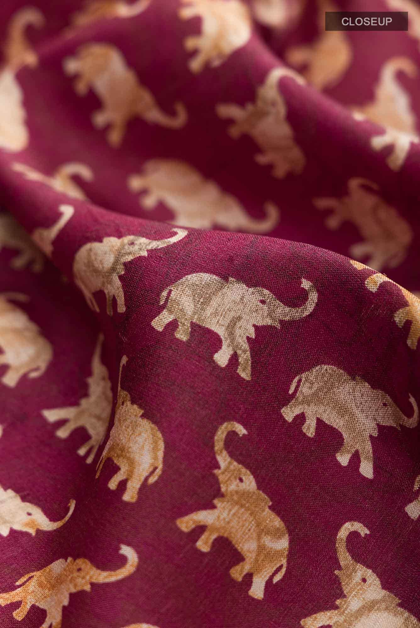 Maroon Bhagalpuri Tussar Silk Saree