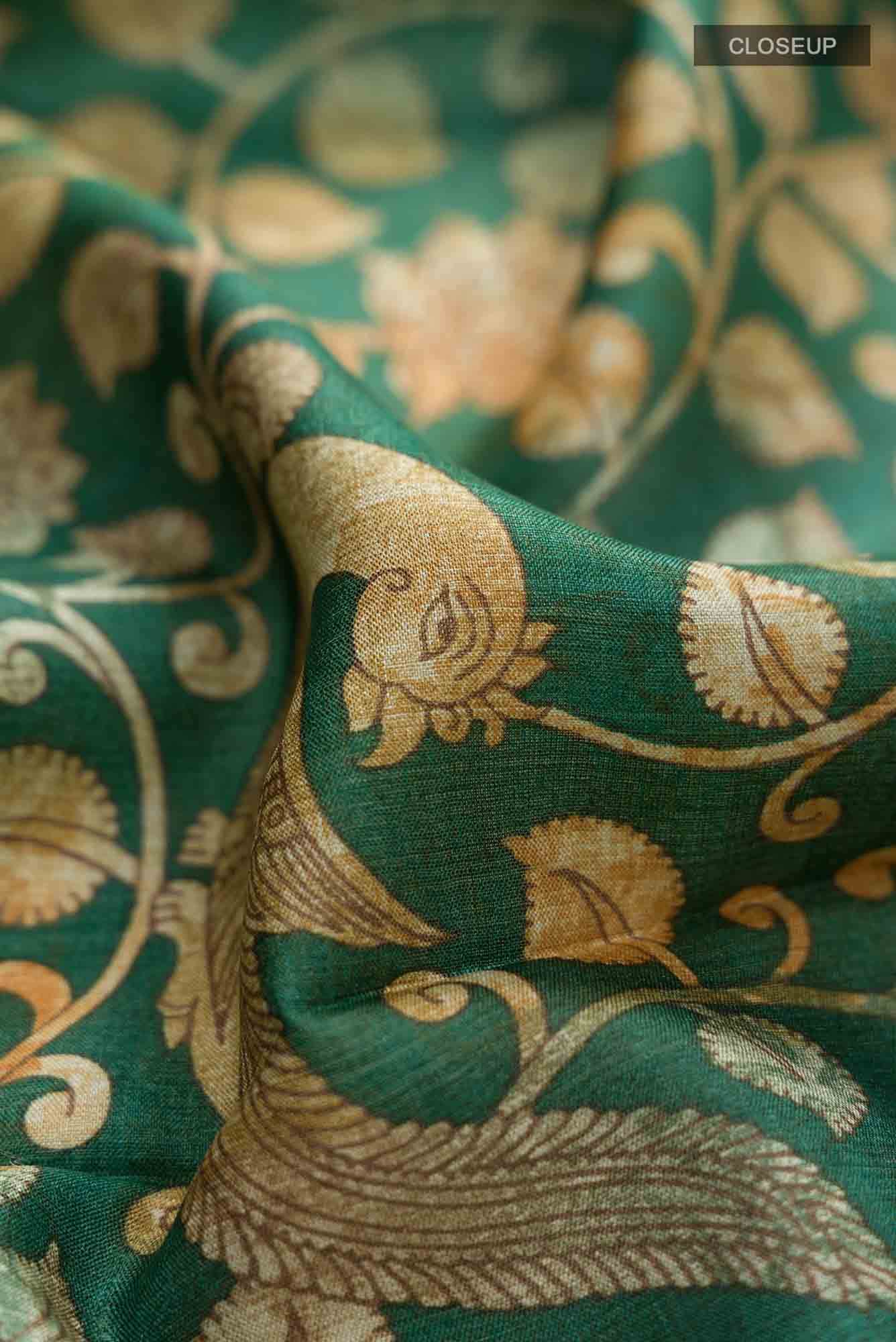 Green Bhagalpuri Tussar Silk Saree