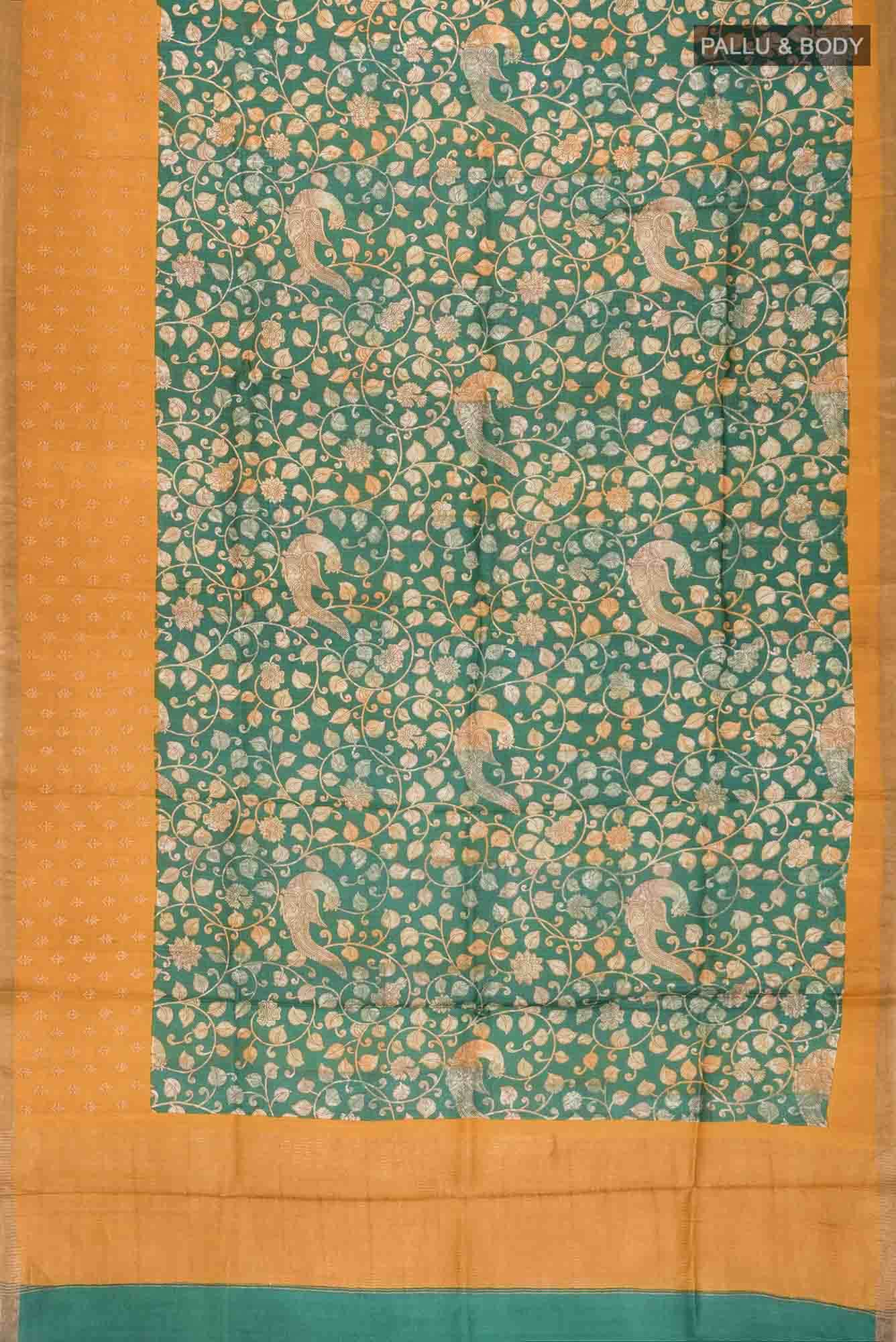 Green Bhagalpuri Tussar Silk Saree