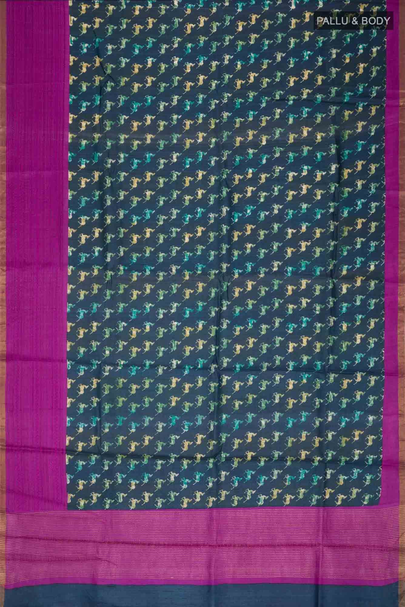 Blue Bhagalpuri Tussar Silk Saree