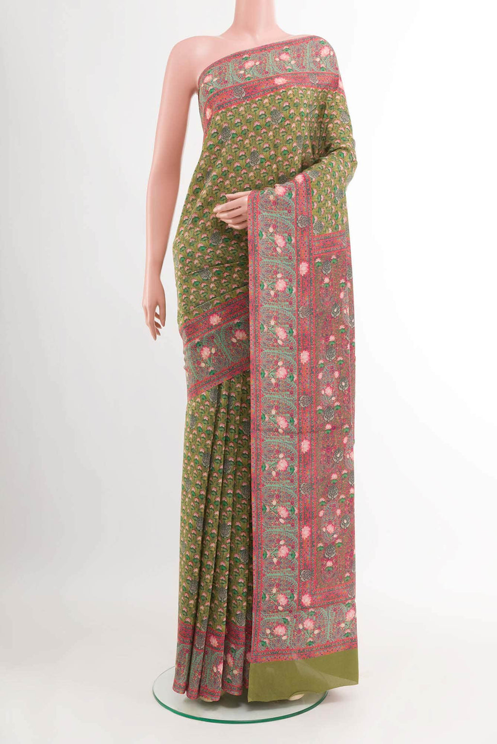 Mehandi Green Crepe Saree