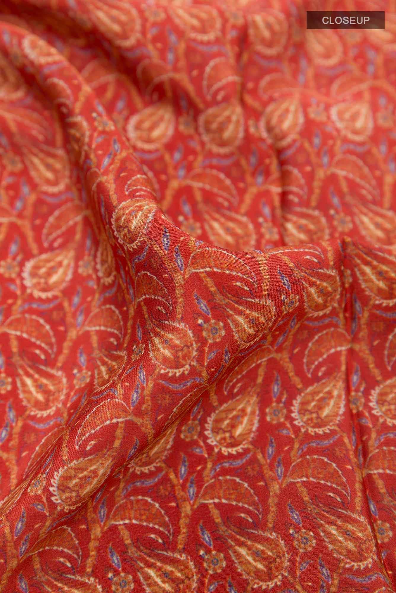 Rust Crepe Saree