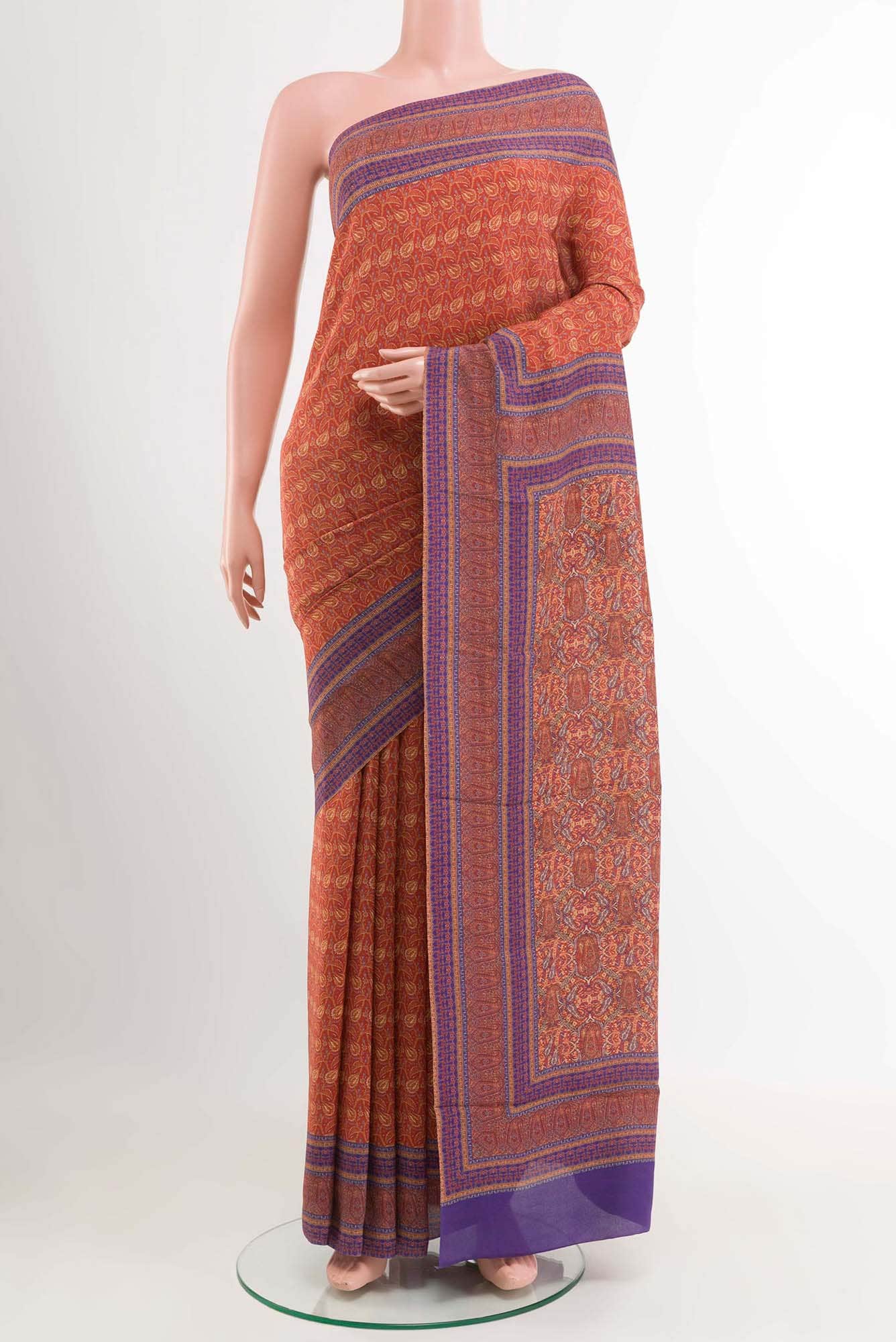 Rust Crepe Saree