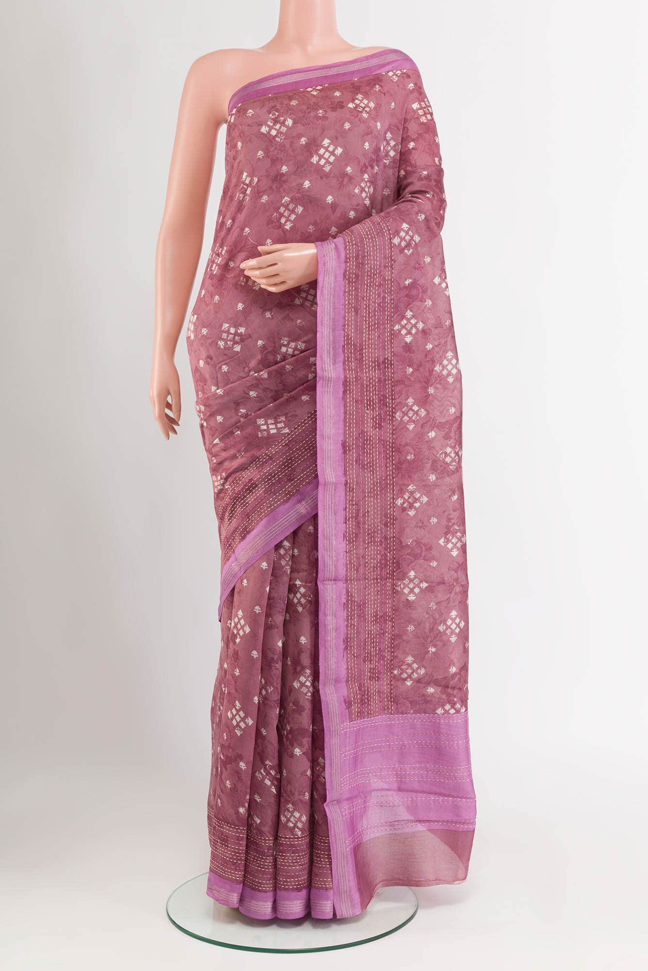 Pink Blended Maheshwari Silk Cotton Saree