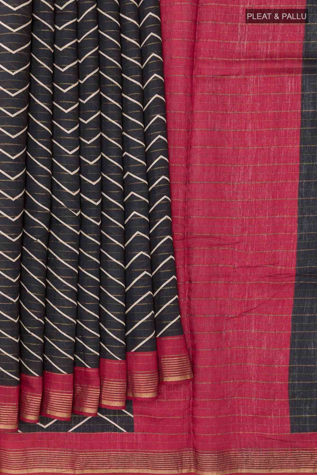Black Tussar Saree
