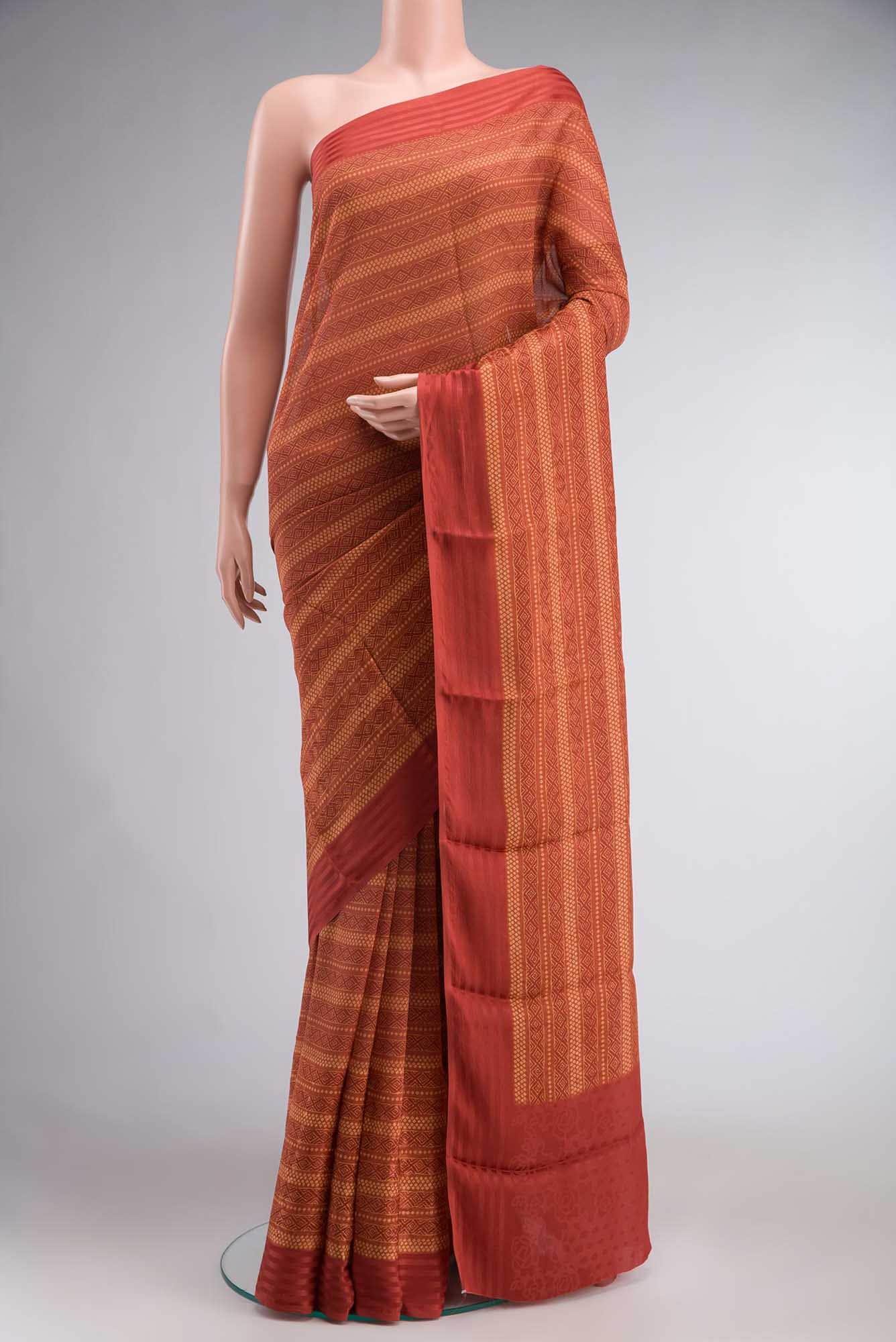 Rust Mysore Georgette Saree