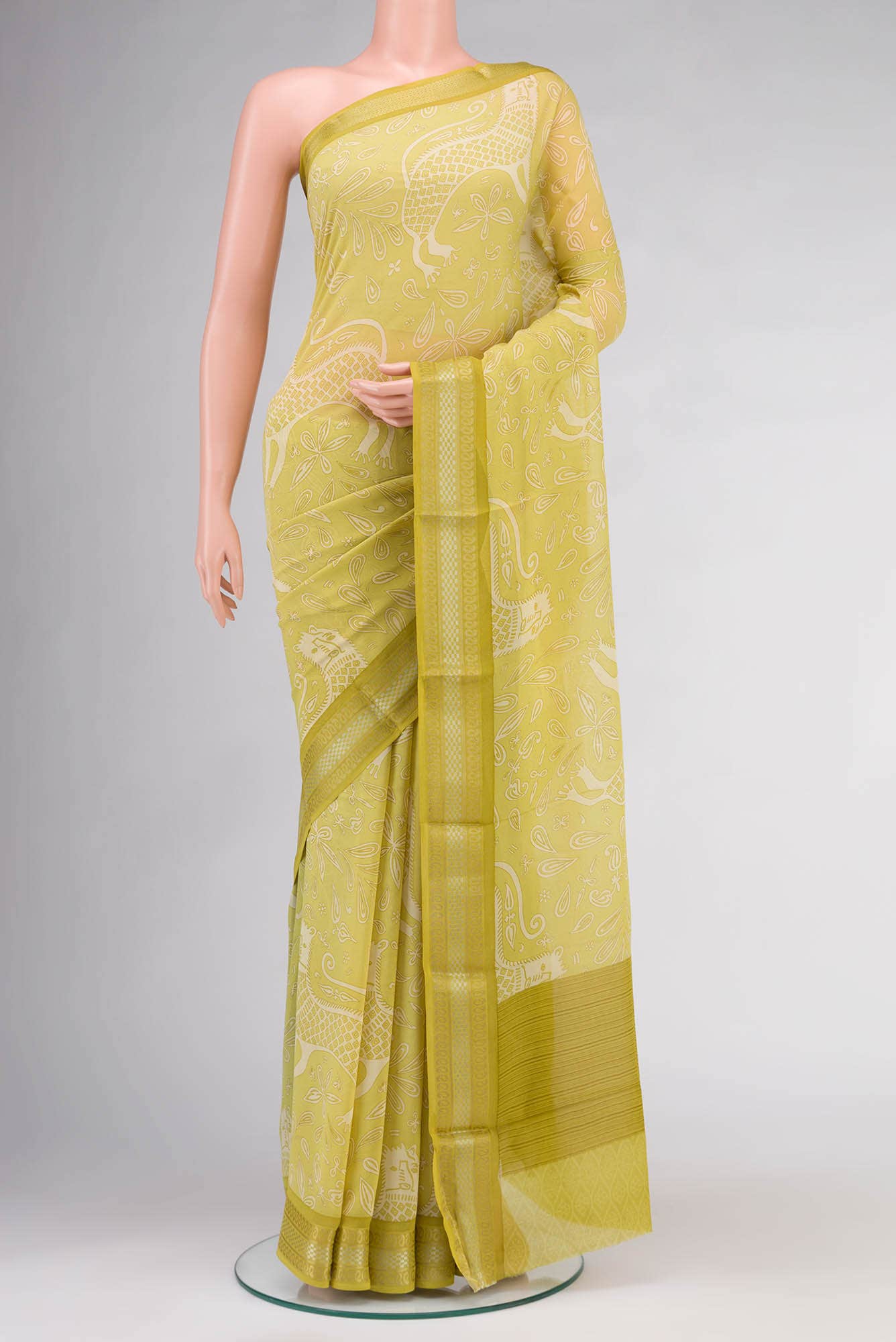 Green Mysore Georgette Saree