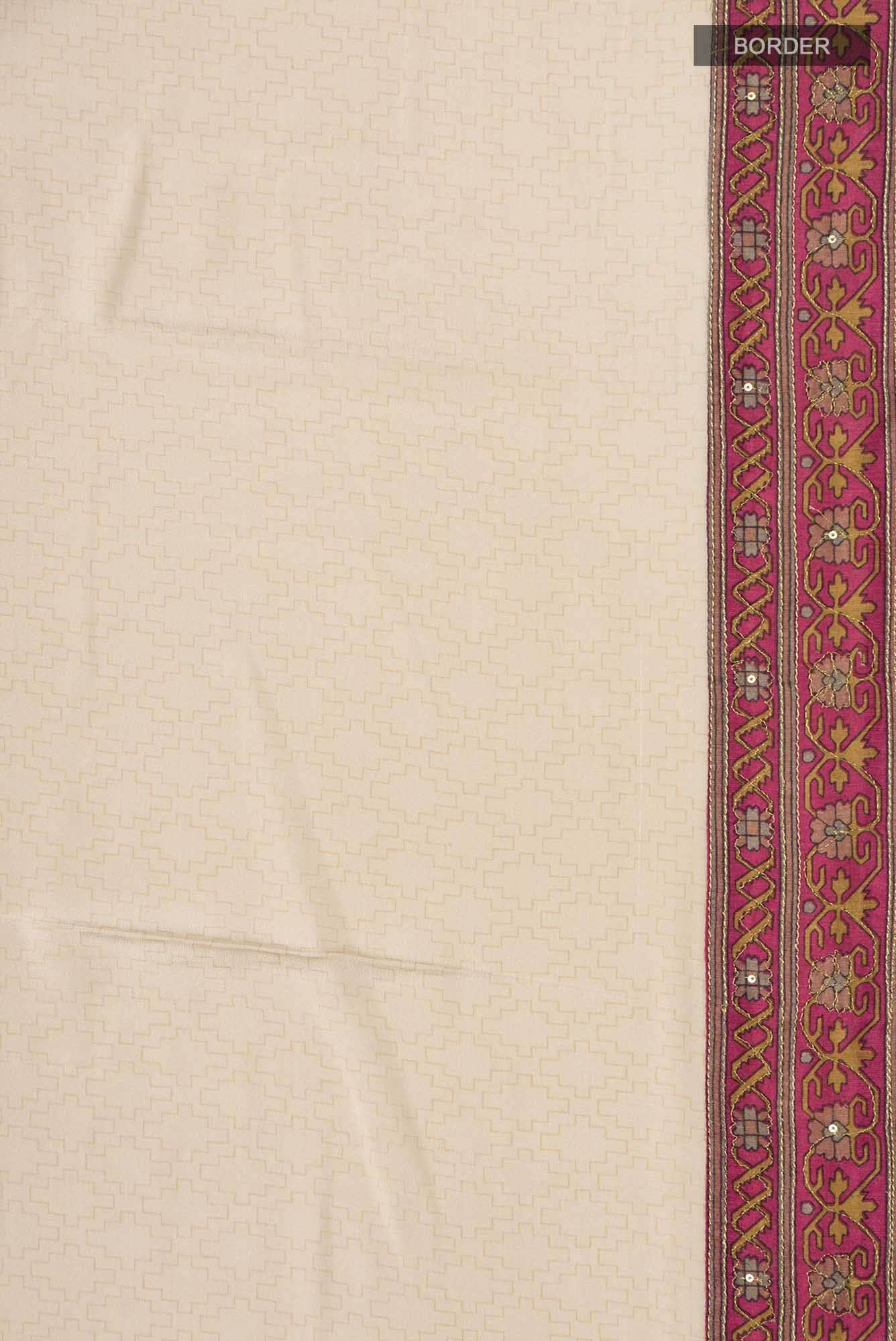Cream Mysore Crepe Saree