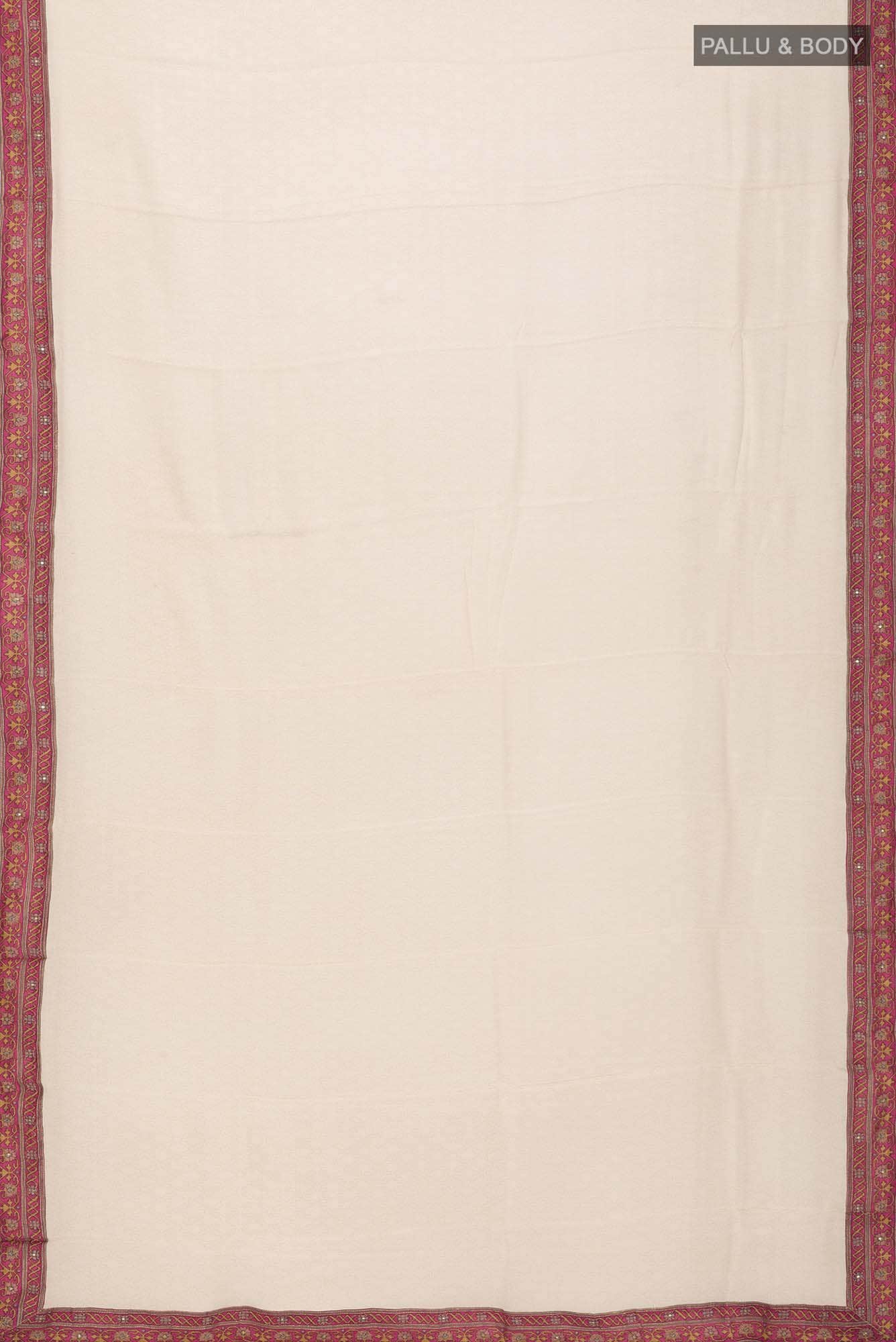 Cream Mysore Crepe Saree