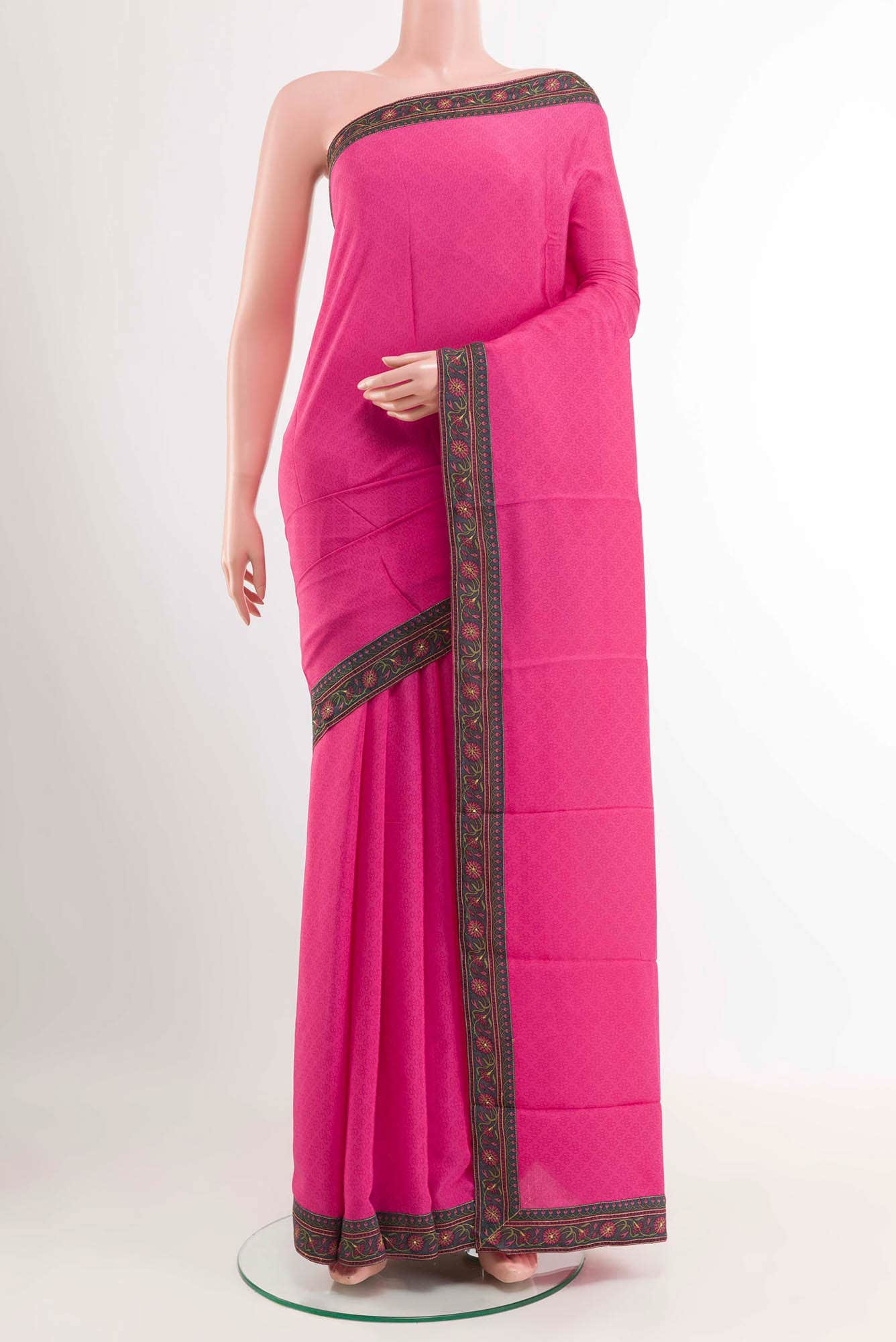 Pink Crepe Saree