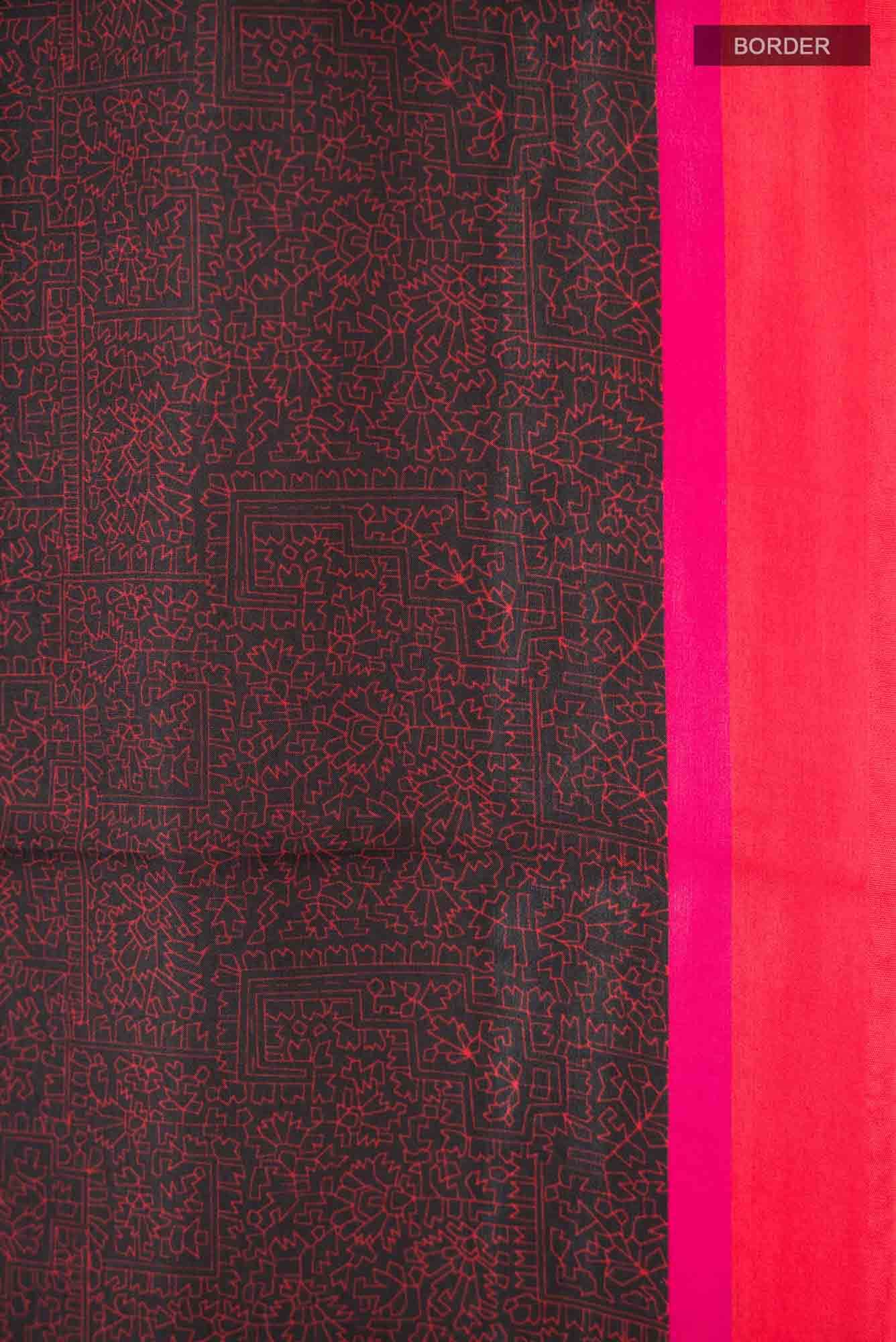 Black Printed Silk Saree